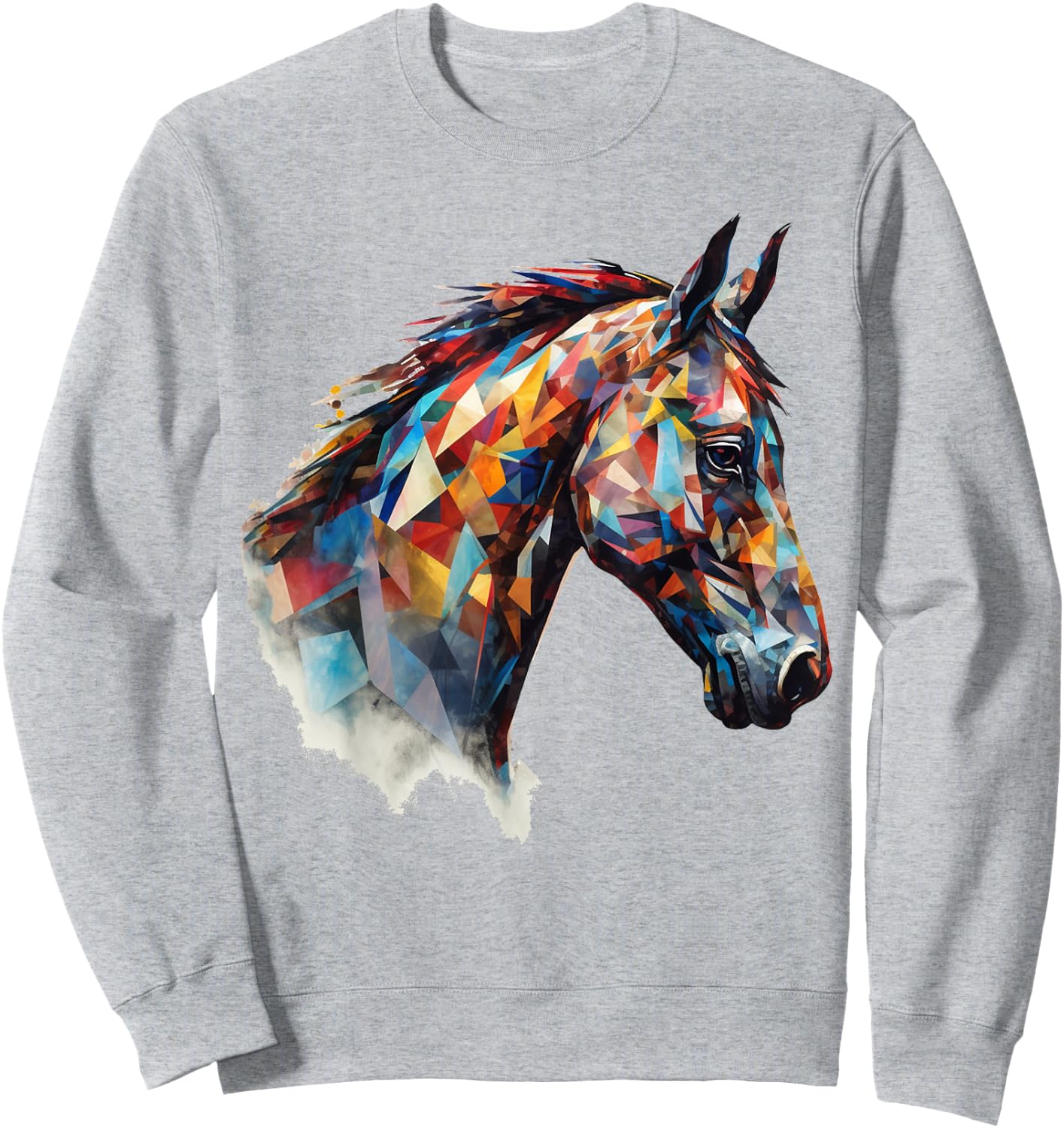 Horse Animal Riding Colourful Polygon Horse Motif – Art Horse Sweatshirt - Sweatshirt | Ash