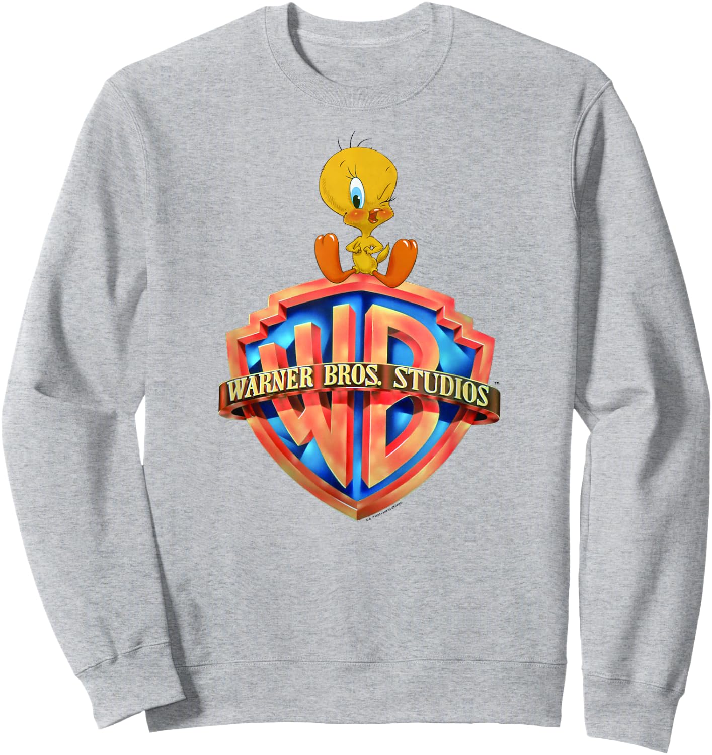 WB100 Looney Tunes Tweety Bird Classic Warner Bros. Logo Sweatshirt - Sweatshirt | Ash