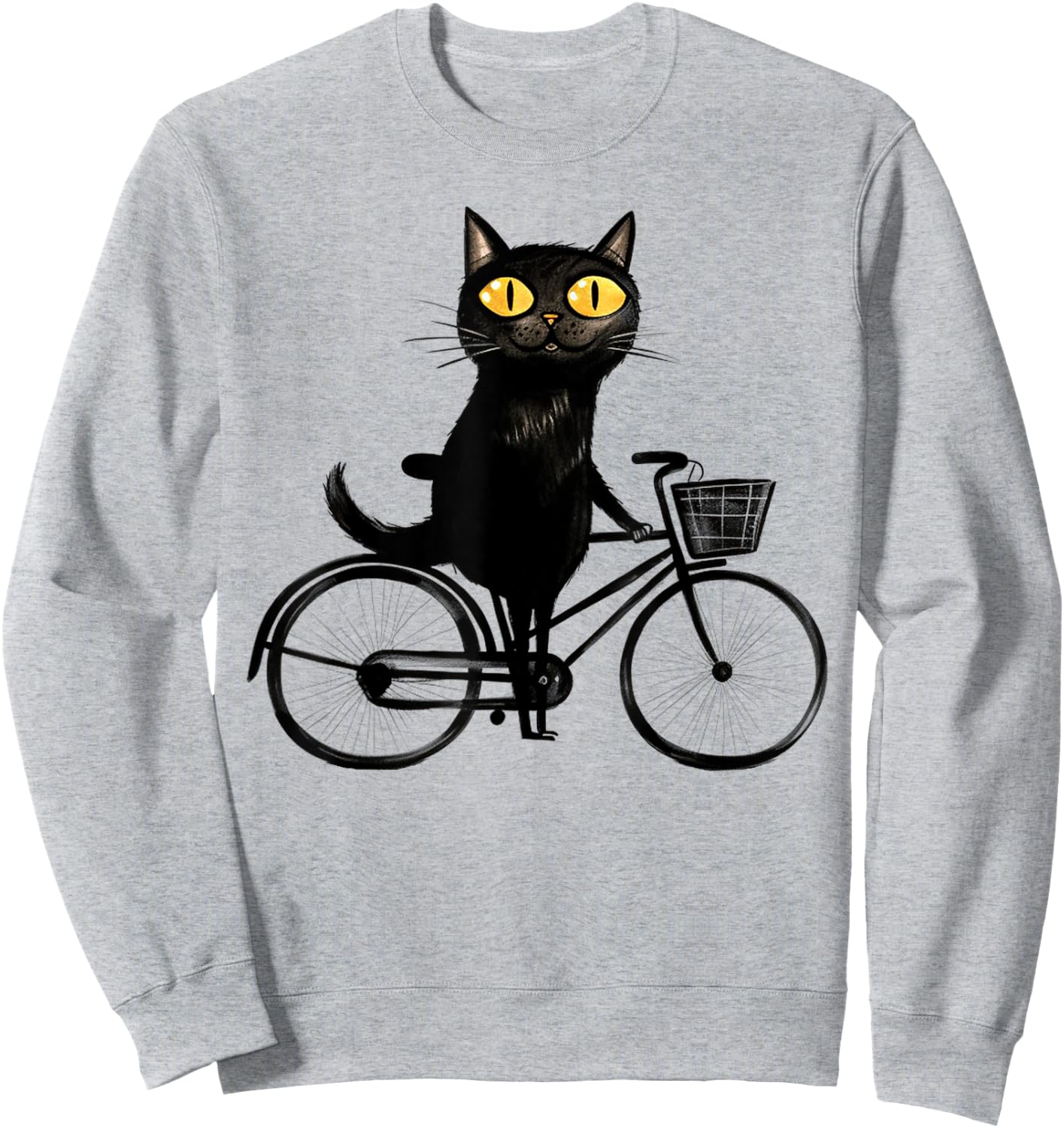Bicycle Cat Funny Black Cat On A Bike, Biking Kitty Sweatshirt - Sweatshirt | Ash
