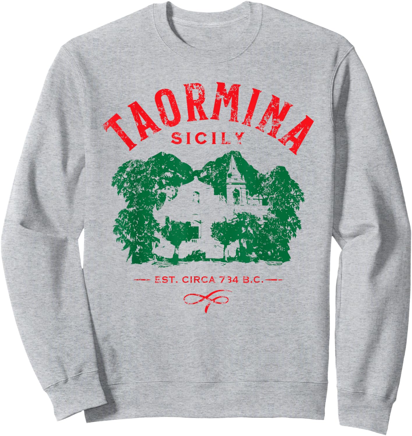 Taormina Sicily Italy Souvenir Distressed Design Sweatshirt - Sweatshirt | Ash