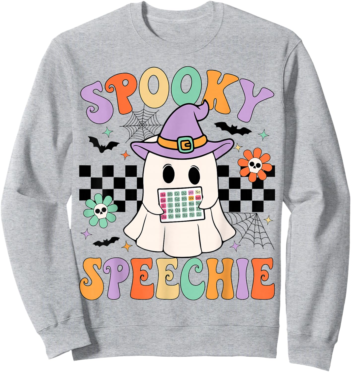 Spooky Speechie Speech Therapy Halloween Retro SLP Halloween Sweatshirt - Sweatshirt | Ash