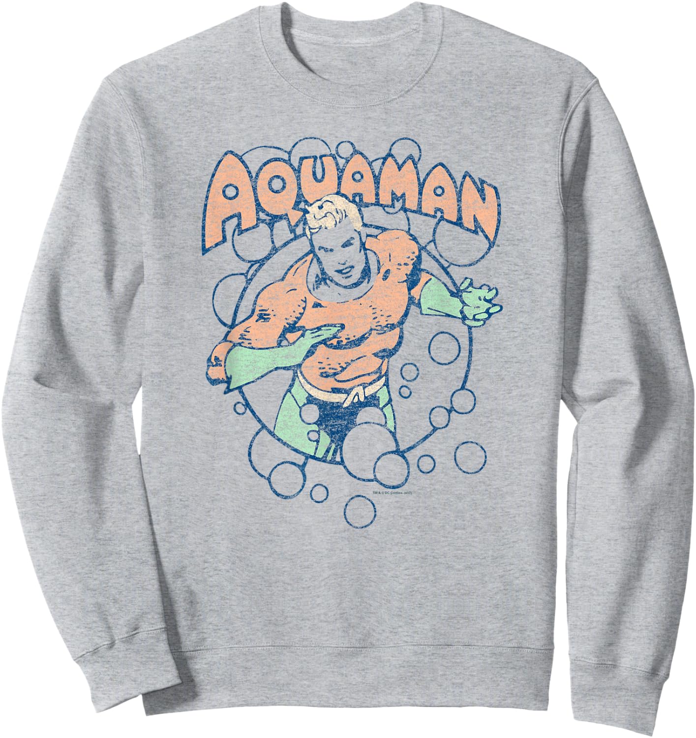 Aquaman Vintage Retro Bubbles Sweatshirt - Sweatshirt | Ash