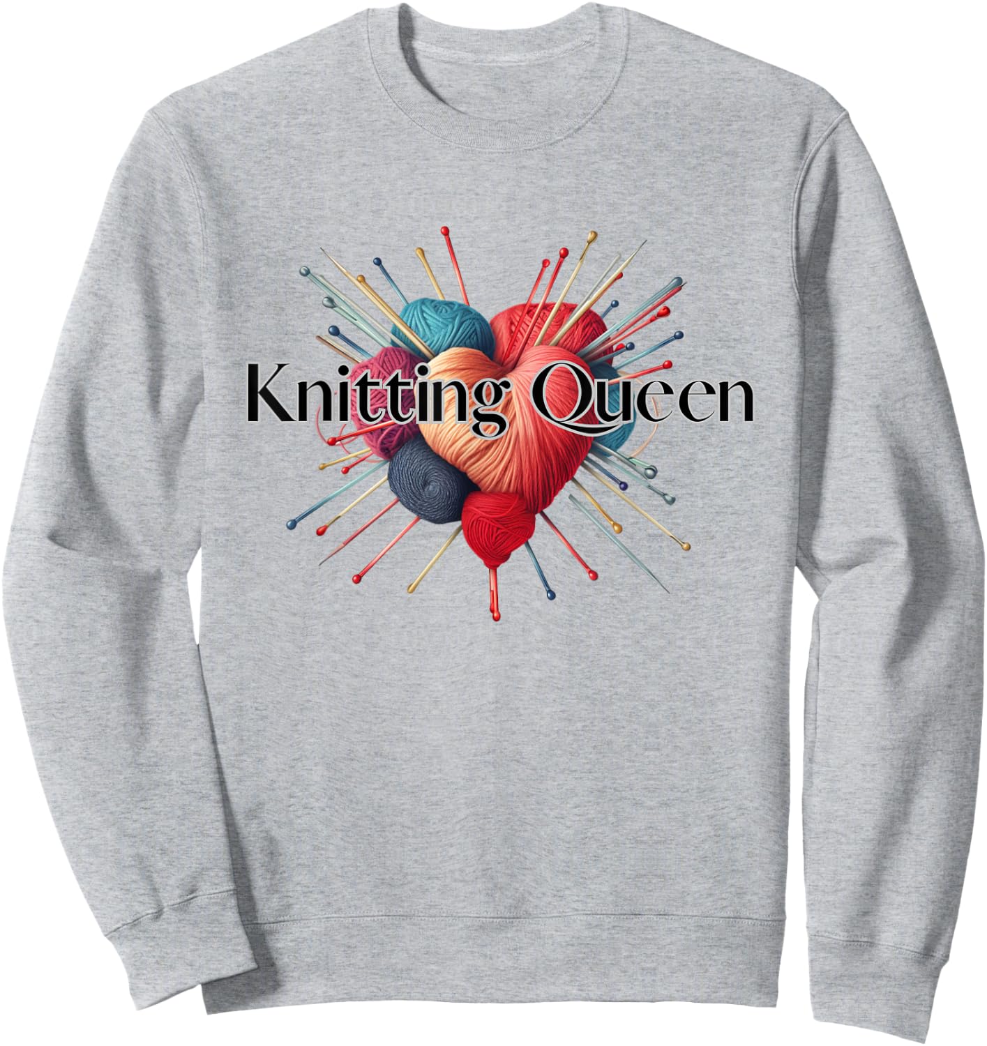 Heartwarming Creations: Knitting Supplies in Harmonious Form Sweatshirt - Sweatshirt | Ash
