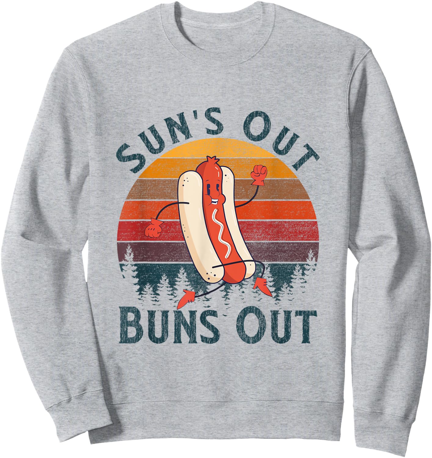 Funny Hot Dog Grilling Sun's Out Buns Out Women Sweatshirt - Sweatshirt | Ash