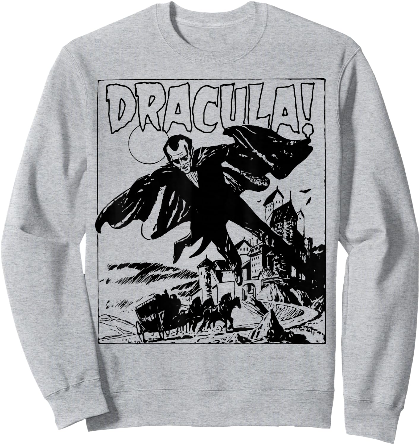 Retro Horror Movie Monster Vampire Vintage Halloween Dracula Sweatshirt - Sweatshirt | Ash