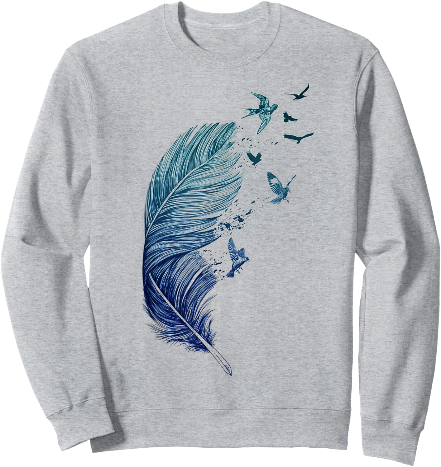 Flying Flock of Birds Feather Ink Art Bird Lovers Sweatshirt - Sweatshirt | Ash