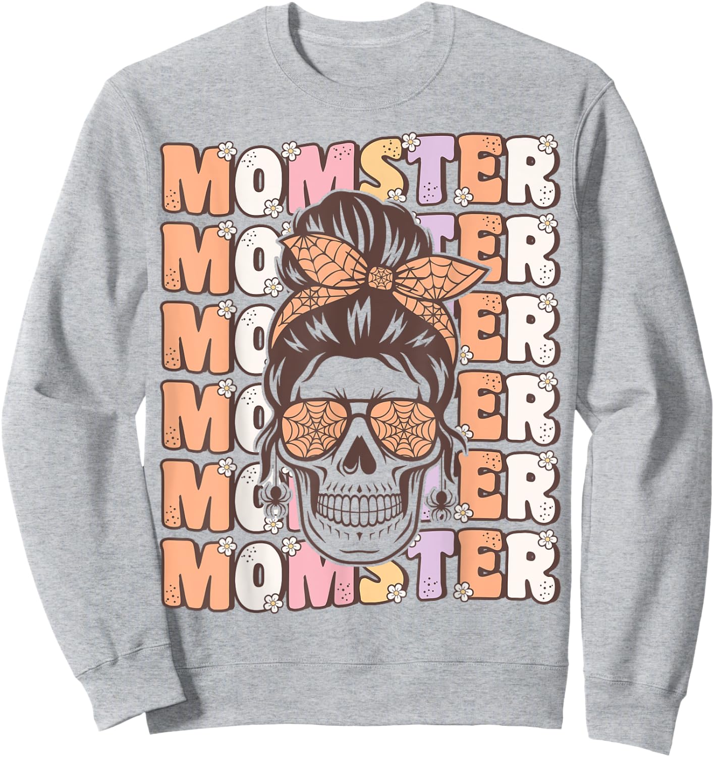 Funny Momster Spooky Mama Groovy Halloween Costume for Moms Sweatshirt - Sweatshirt | Ash