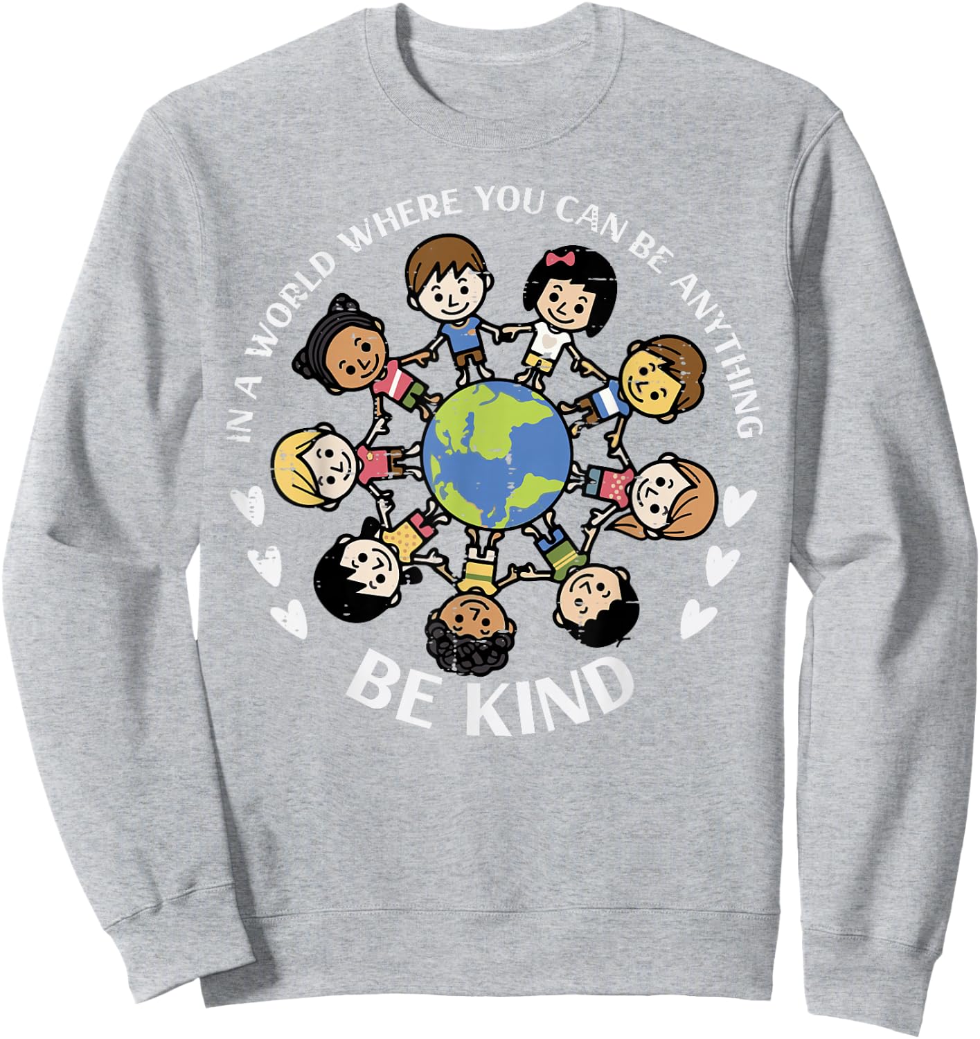 Kind Kids Earth Anti Bullying Unity Day Orange Boys Girls Sweatshirt - Sweatshirt | Ash