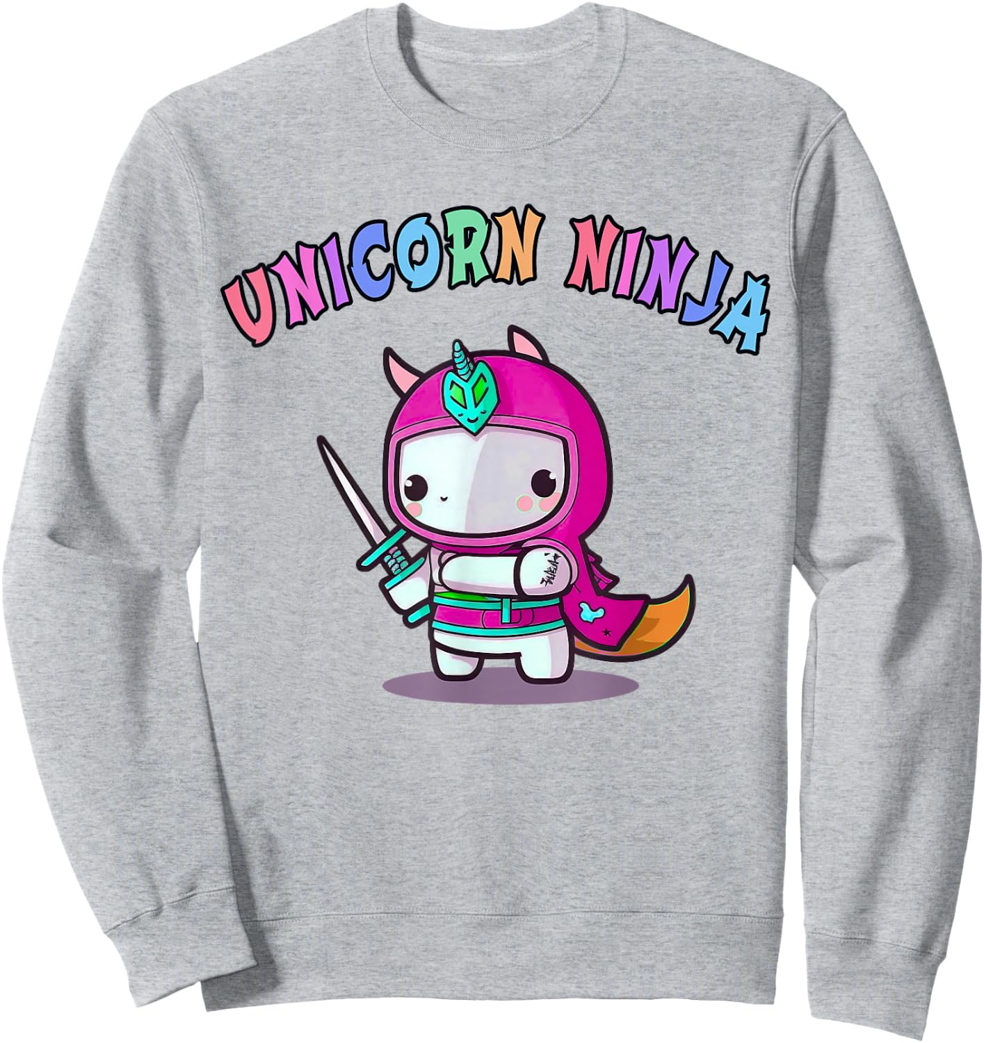 Funny UNICORN NINJA Girl Team Princess Birthday Crew Pink Sweatshirt - Sweatshirt | Ash