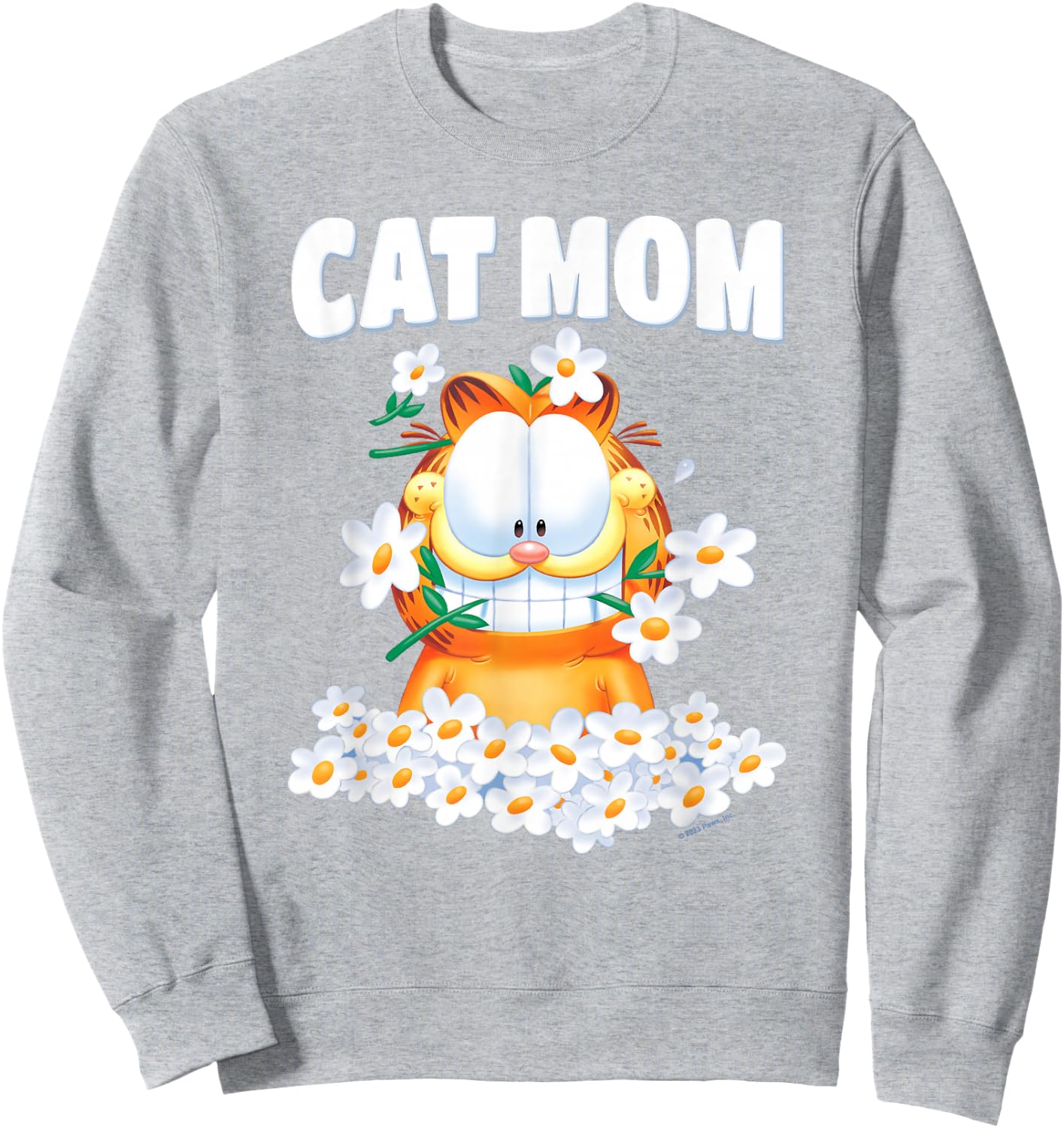 Garfield Cat Mom Flowers Sweatshirt - Sweatshirt | Ash