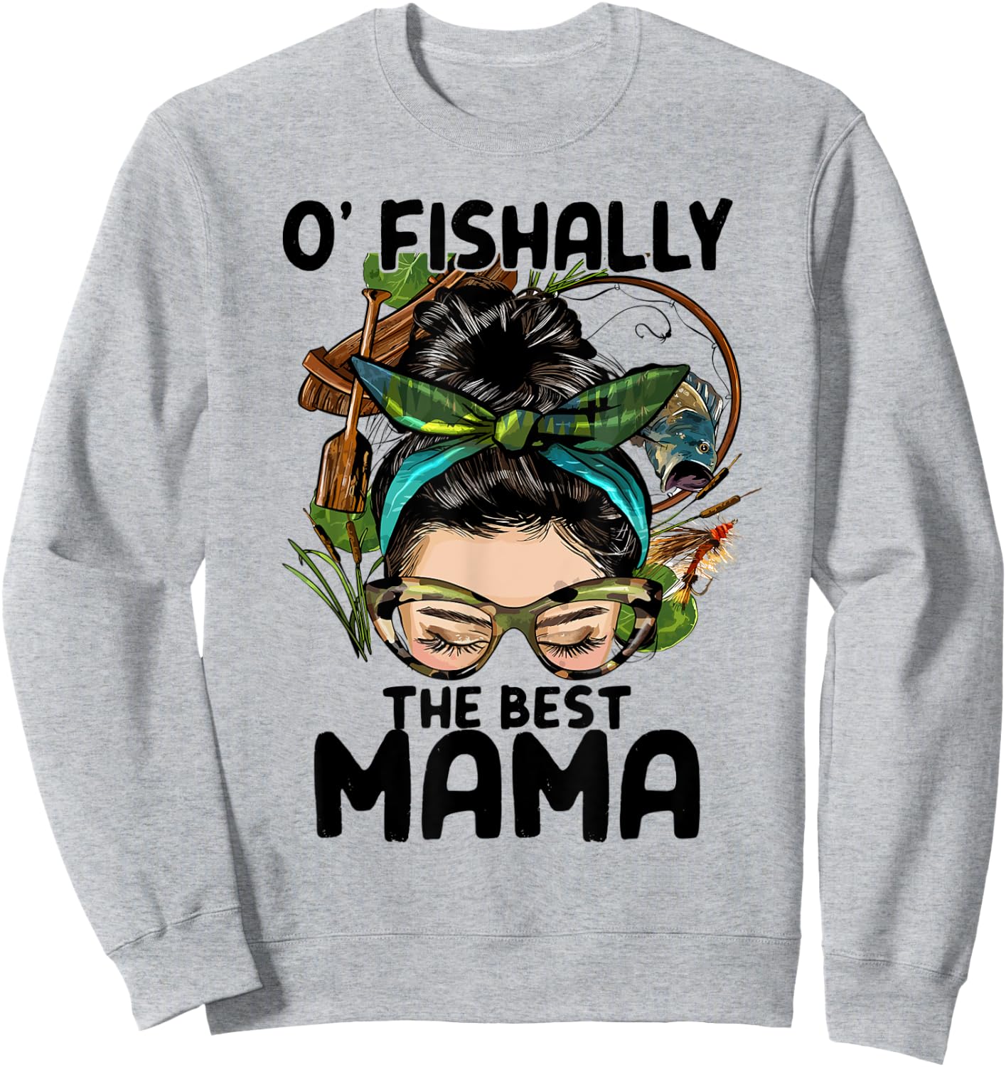 O'fishally The Best Mama Sunglasses Turban Blue Sweatshirt - Sweatshirt | Ash