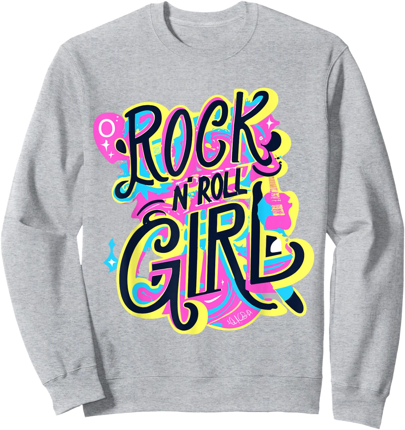 Rock N Roll Girl 80's Costume Graffiti Rock Music Cute Sweatshirt - Sweatshirt | Ash