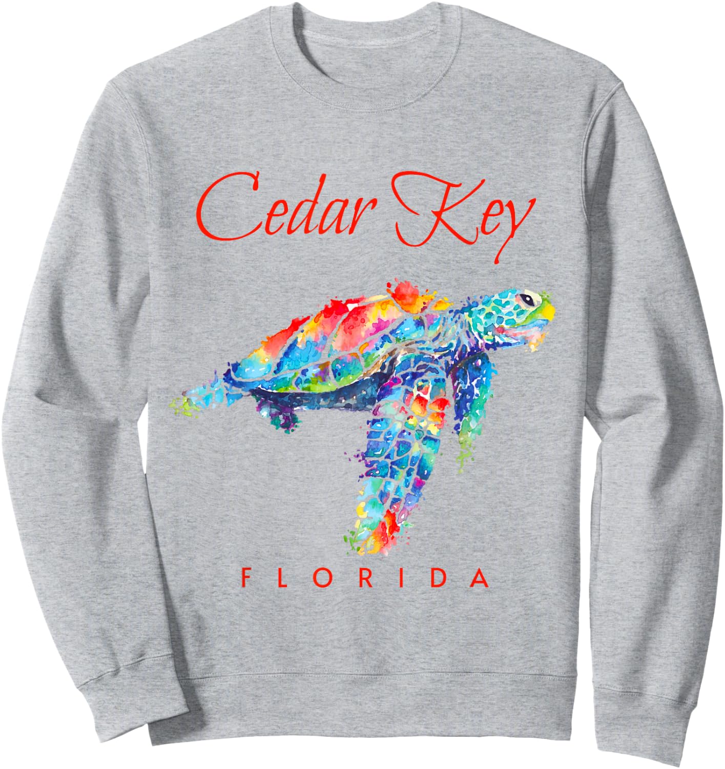 Cedar Key Florida Watercolor Sea Turtle Sweatshirt - Sweatshirt | Ash