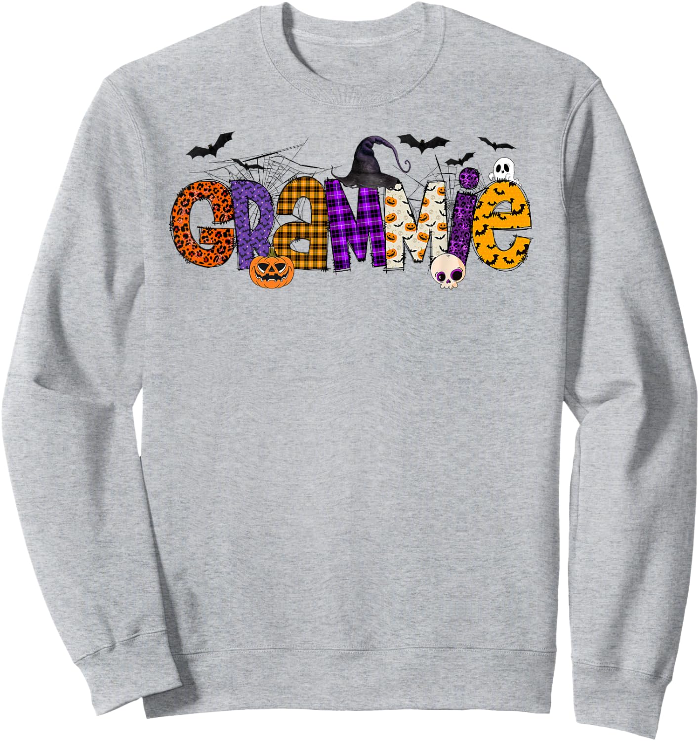 Grammie Witch Hat Pumpkin Ghost Funny Halloween Costume Sweatshirt - Sweatshirt | Ash