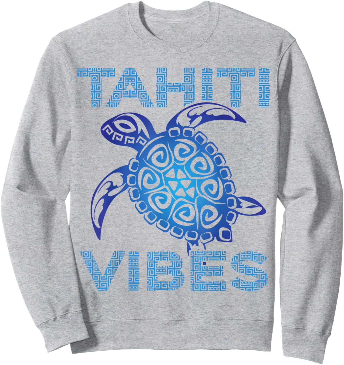 Polynesian Blue Tribal Sea Turtle Tahiti Vibes Vacation Sweatshirt - Sweatshirt | Ash