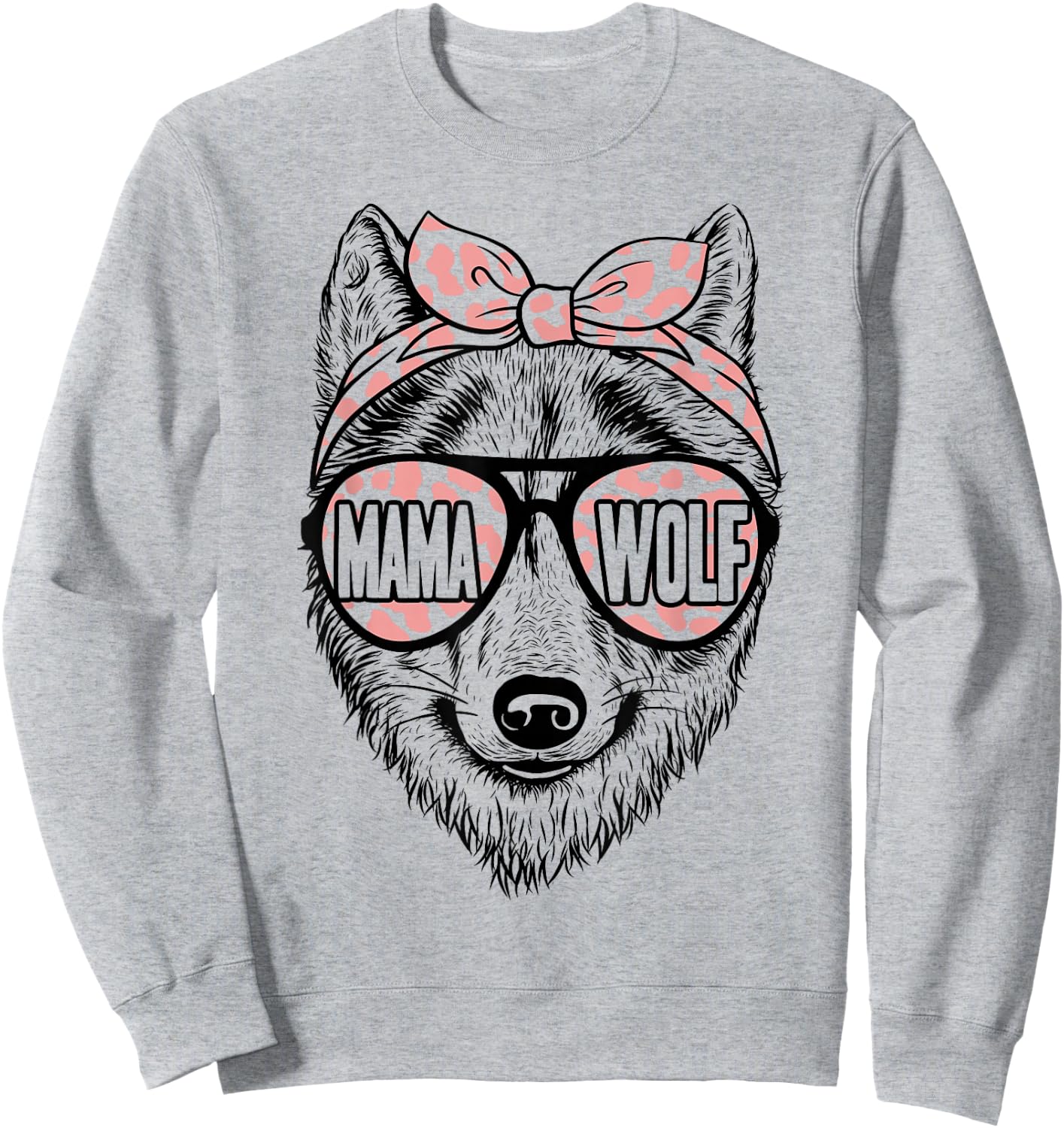 Mama Wolf Sunglasses Cute Wolf Mom Mothers Day Sweatshirt - Sweatshirt | Ash