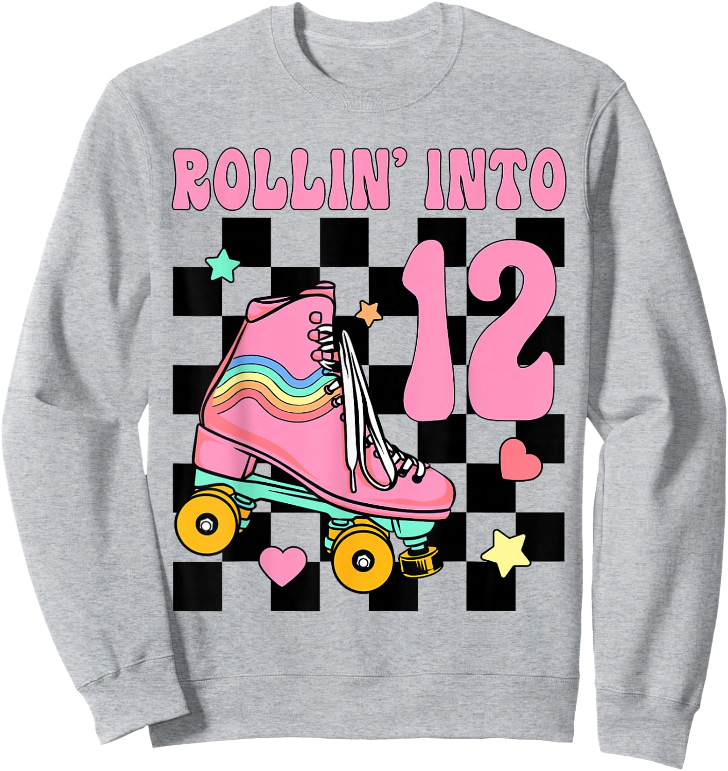 Rolling Into 12 Years Old Roller Skating Girl 12th Birthday Sweatshirt - Sweatshirt | Ash
