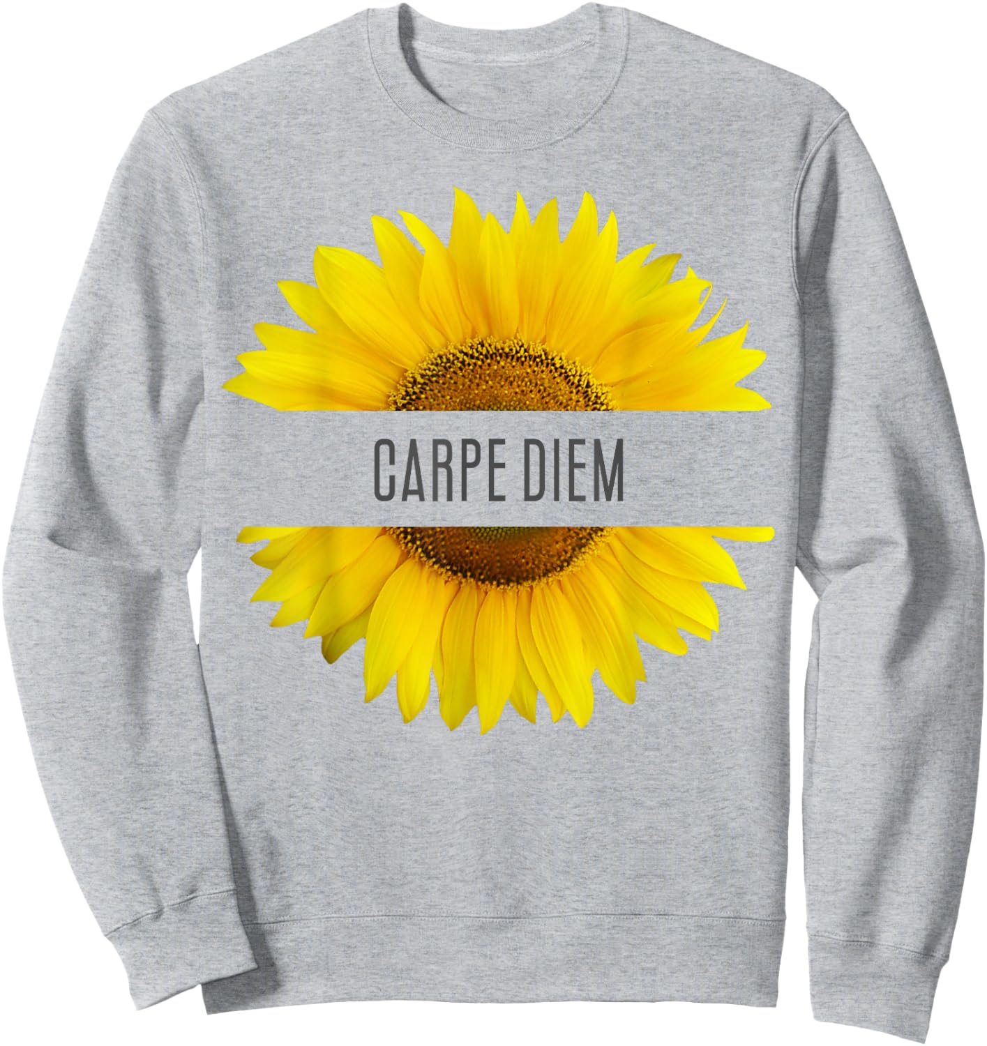 Sunflower with Sayings Carpe Diem Sweatshirt - Sweatshirt | Ash