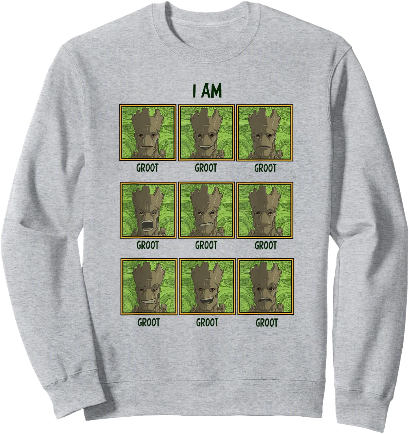 Marvel Guardians Of The Galaxy Groot Expressions Grid Sweatshirt - Sweatshirt | Ash
