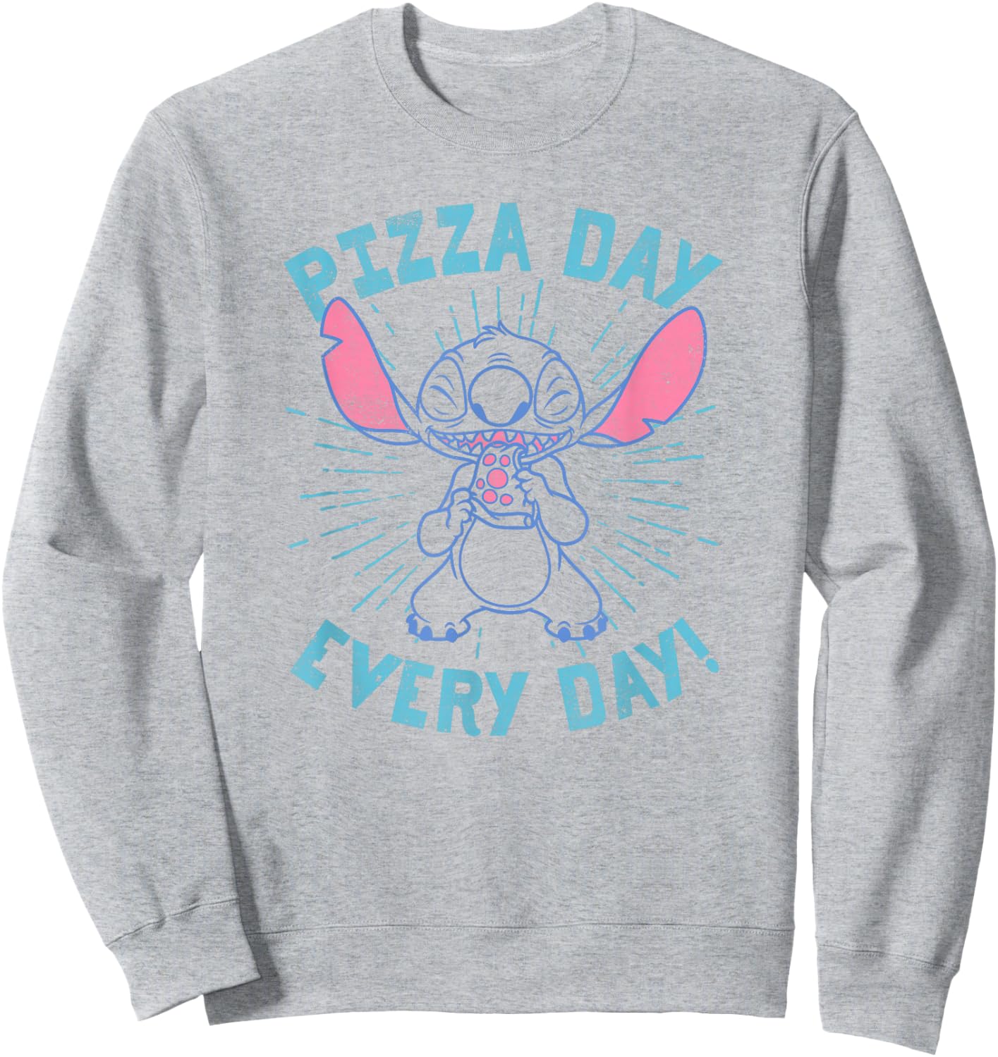 Disney Lilo & Stitch Pizza Day Everyday Transparent Sweatshirt - Sweatshirt | Ash