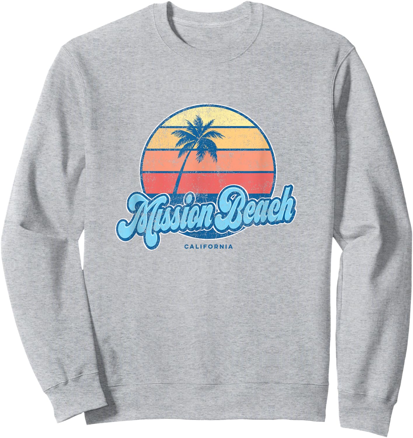 Vintage Mission Beach California CA Classic 70s Retro Surfer Sweatshirt - Sweatshirt | Ash