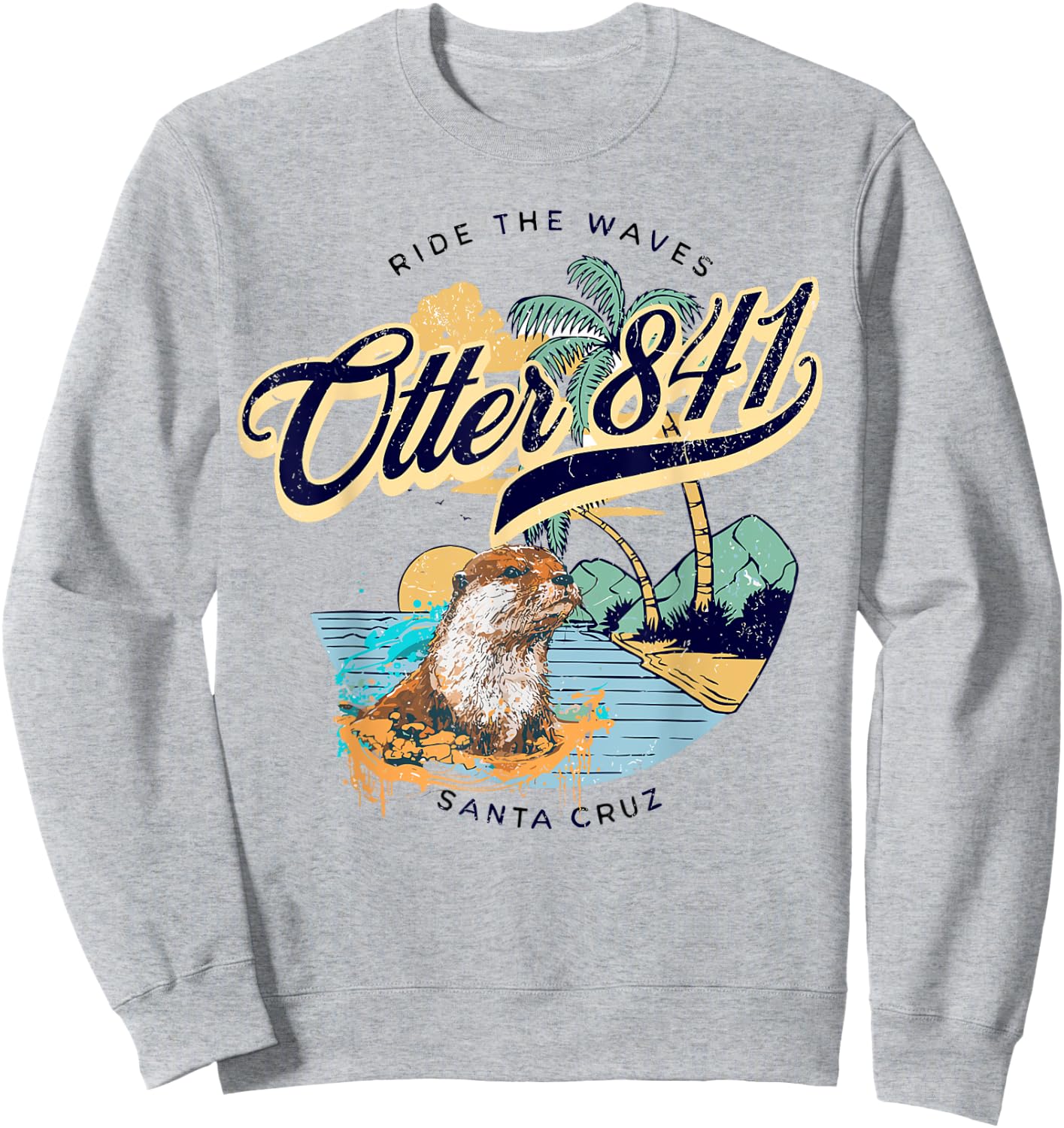 Otter 841 Surfing Otter 841 California Surf Board Otter 841 Sweatshirt - Sweatshirt | Ash