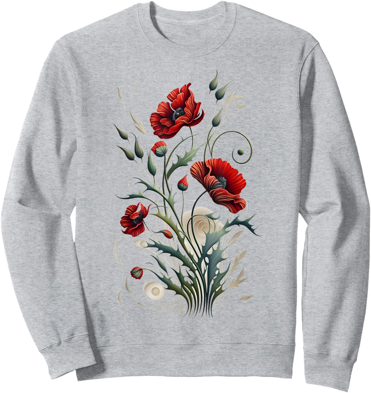 Poppies spring bloomers summer flower vintage garden Men Women Kids Sweatshirt - Sweatshirt | Ash