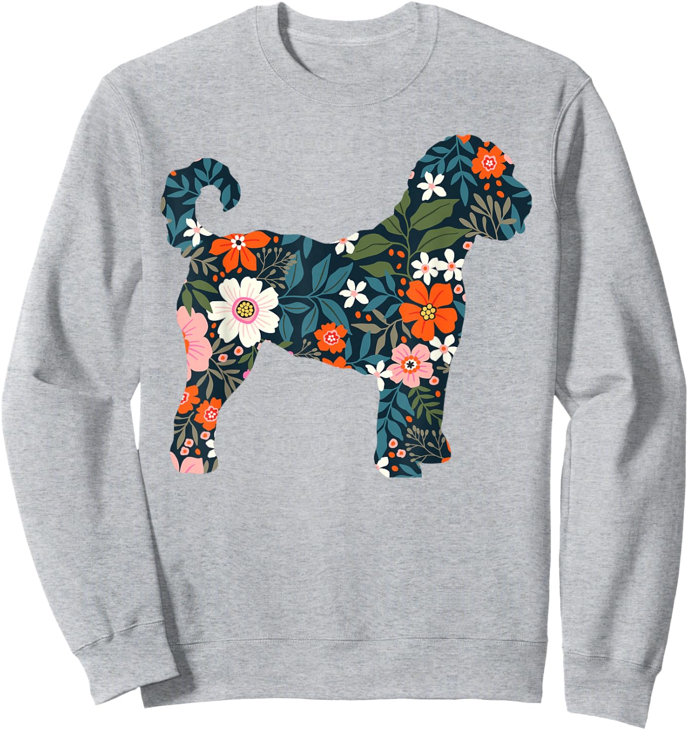 Floral Dog Silhouette for Labradoodle or Gooldendoodle Mom Sweatshirt - Sweatshirt | Ash