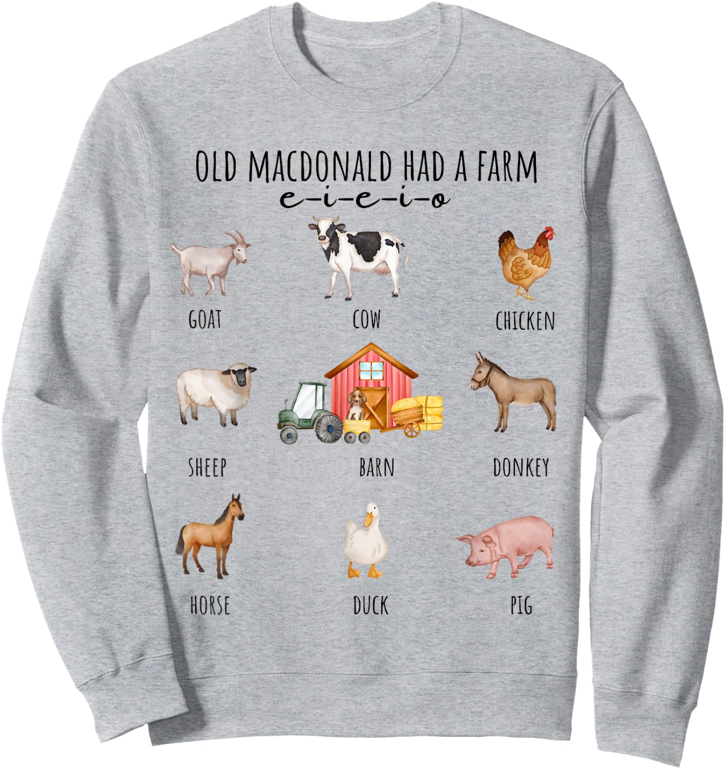 Toddler Kids Old MacDonald Had a Farm E-I-E-I-O Nursery Song Sweatshirt - Sweatshirt | Ash