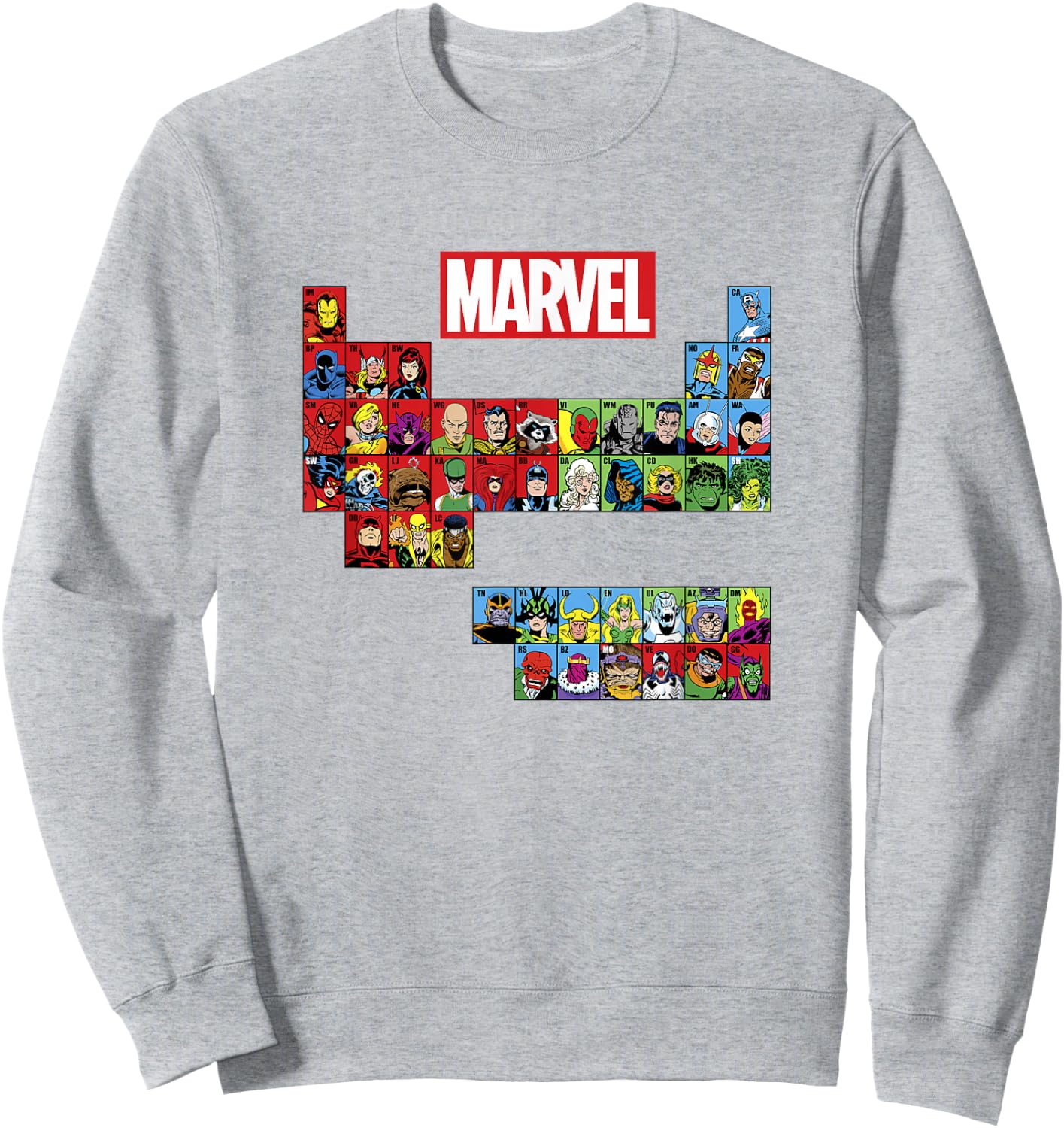 Marvel Comics Retro Classic Periodic Table Of Marvel Sweatshirt - Sweatshirt | Ash