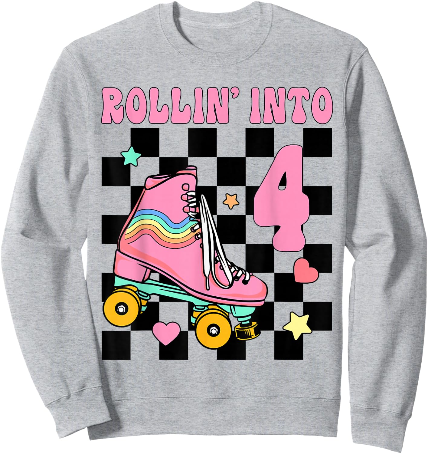 Rolling Into 4 Years Old Roller Skating Girl 4th Birthday Sweatshirt - Sweatshirt | Ash