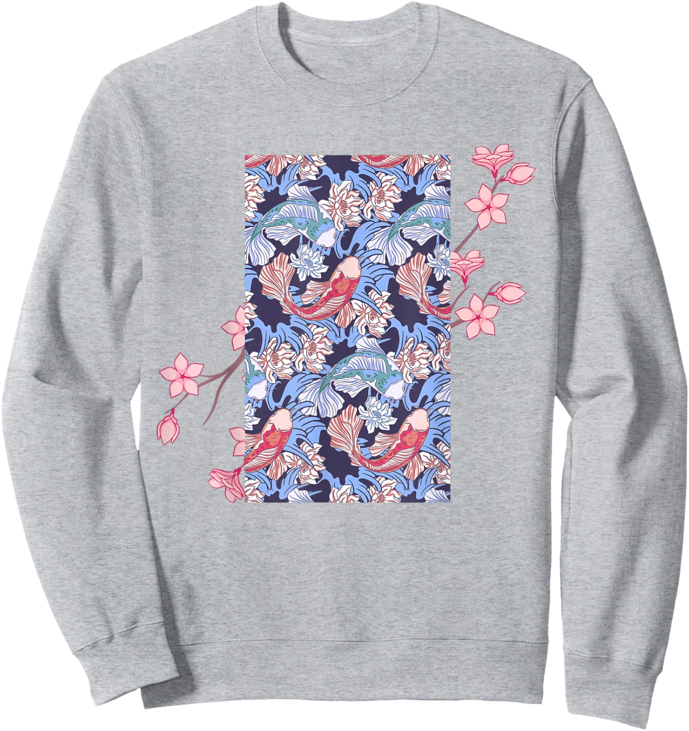 Cherry Blossom Japanese Koi Fish Nishikigoi Koi Carp Sweatshirt - Sweatshirt | Ash