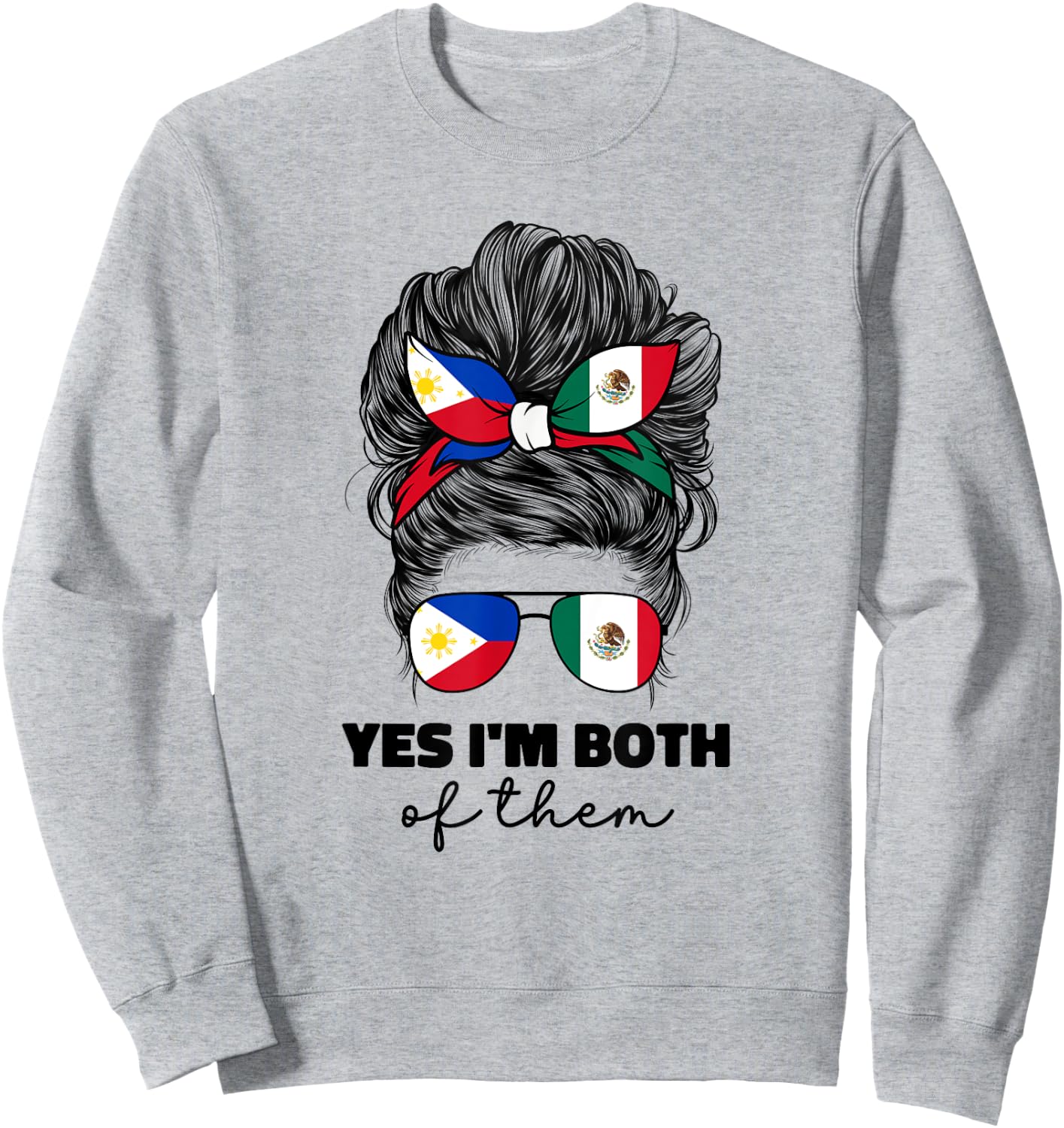 Half Mexican And Filipino Mexico Philippines Filipina Flag Sweatshirt - Sweatshirt | Ash