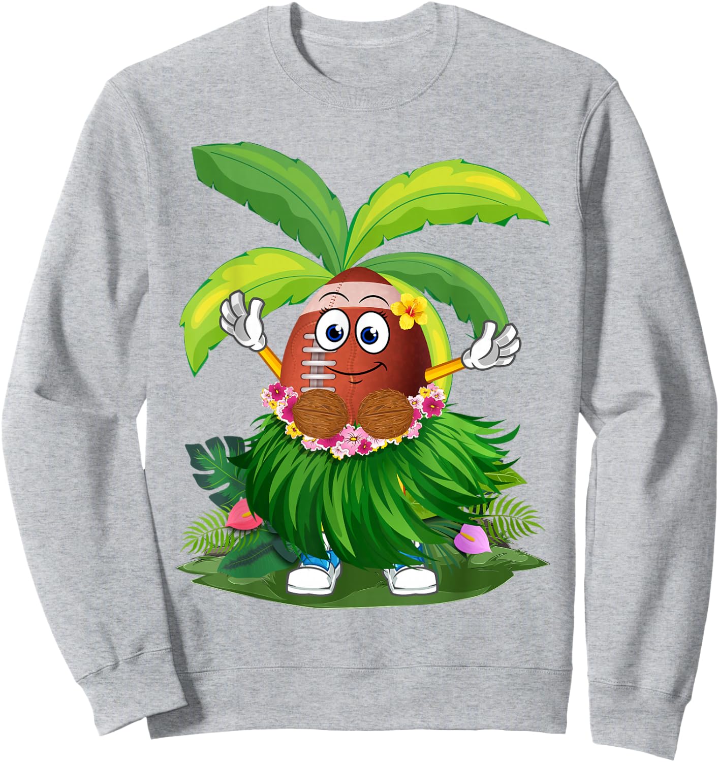 Funny Hawaii Football Ball Hawaiian Tropical Summer Vacation Sweatshirt - Sweatshirt | Ash