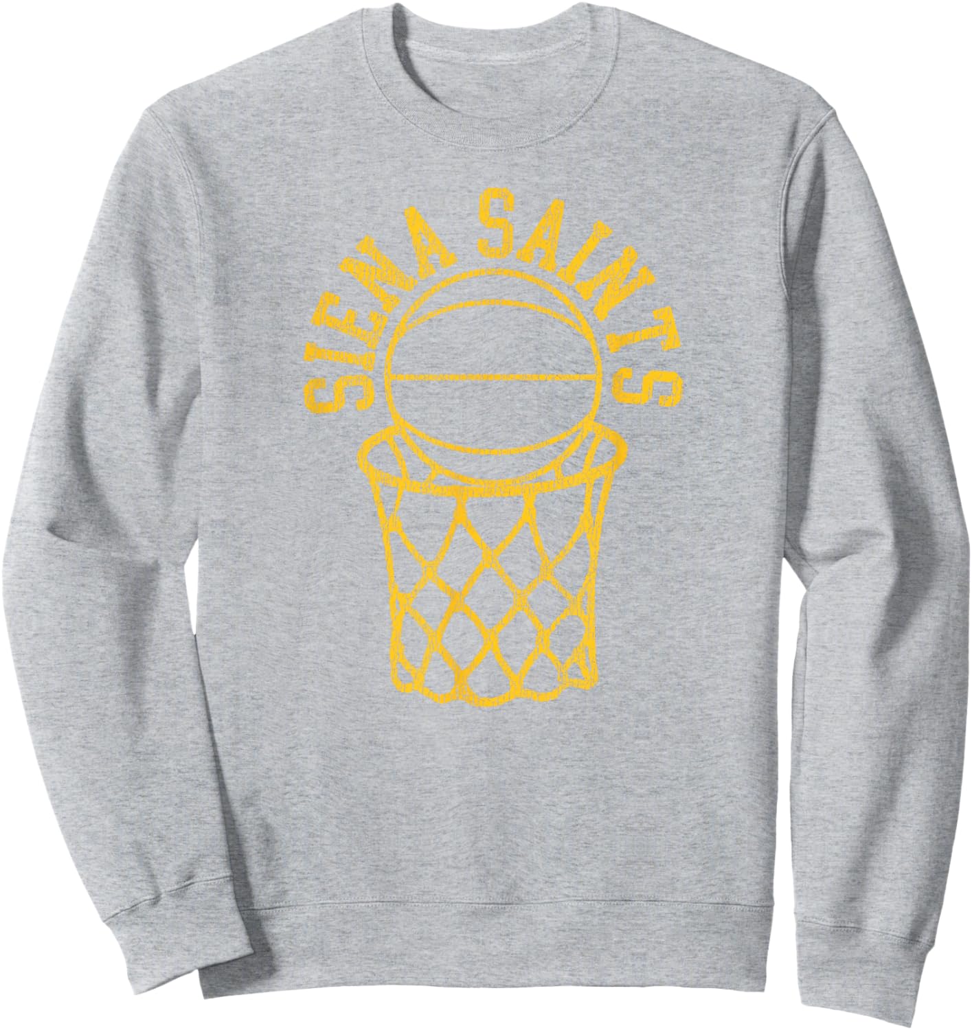 Siena College Distressed Vintage 80s Basketball Net Graphic Sweatshirt - Sweatshirt | Ash