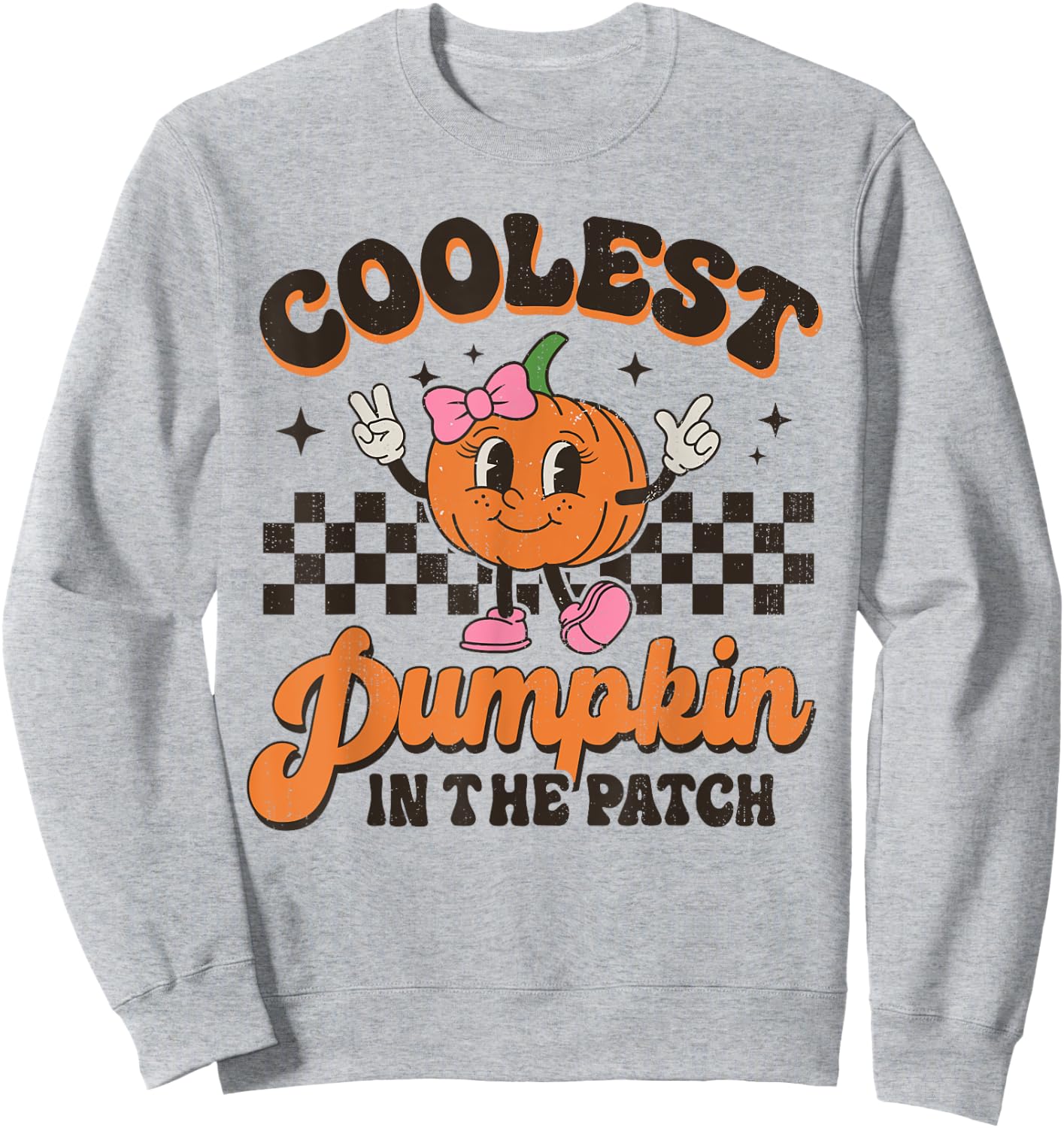 Groovy Coolest Pumpkin In The Patch Halloween For Girls Kids Sweatshirt - Sweatshirt | Ash