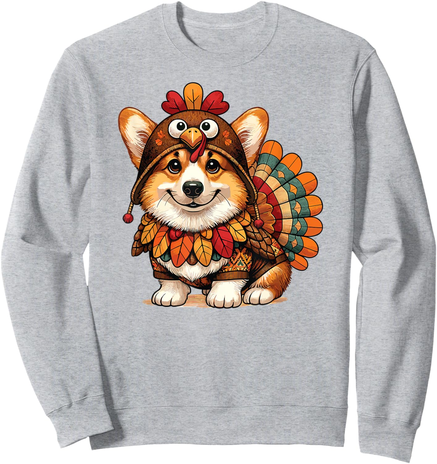 Corgi Dog Turkey Thanksgiving Costume Women Men Kids Toddler Sweatshirt - Sweatshirt | Ash