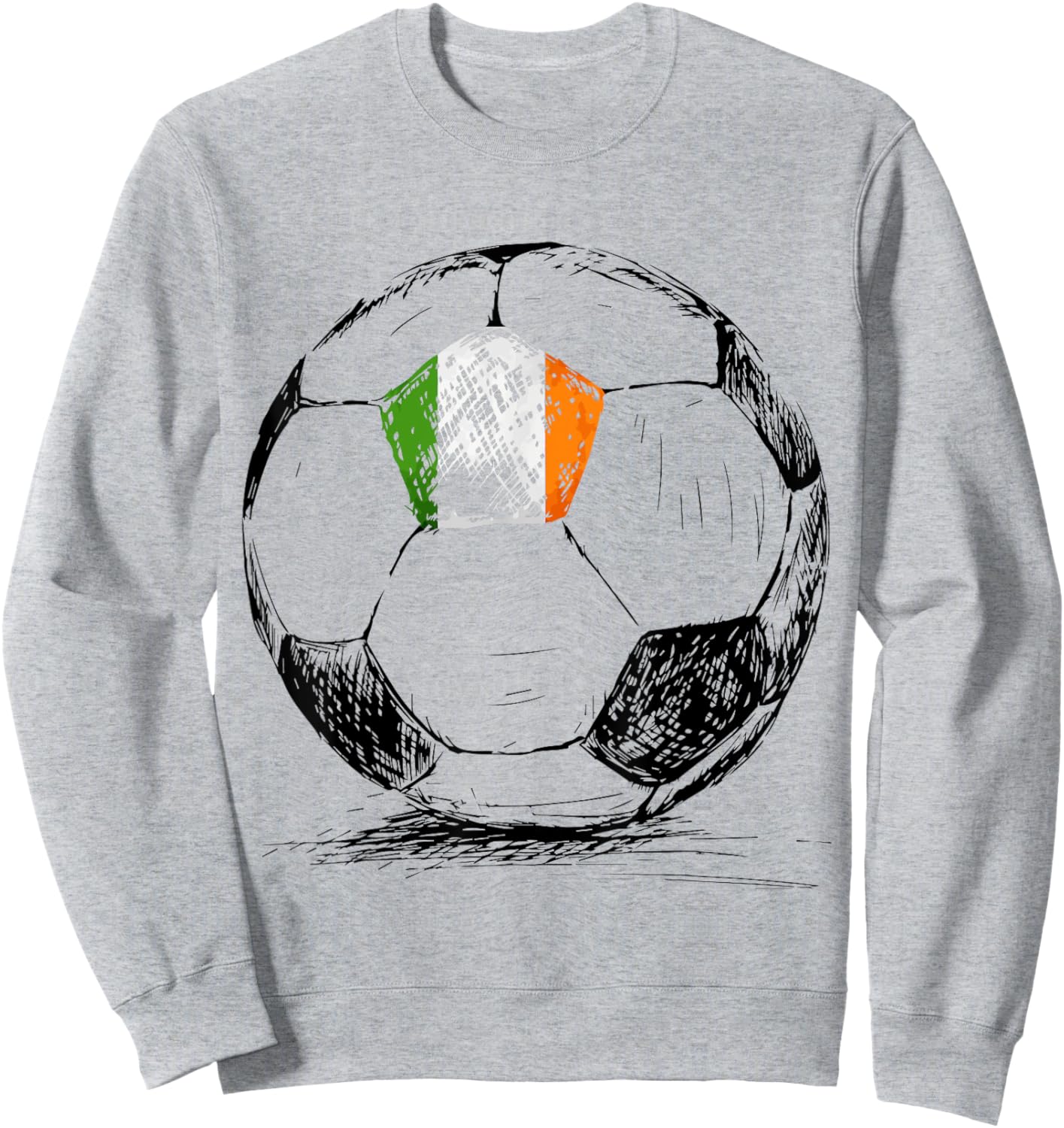 Ireland Irish Eire Flag Design on Soccer Ball Jersey Sweatshirt - Sweatshirt | Ash