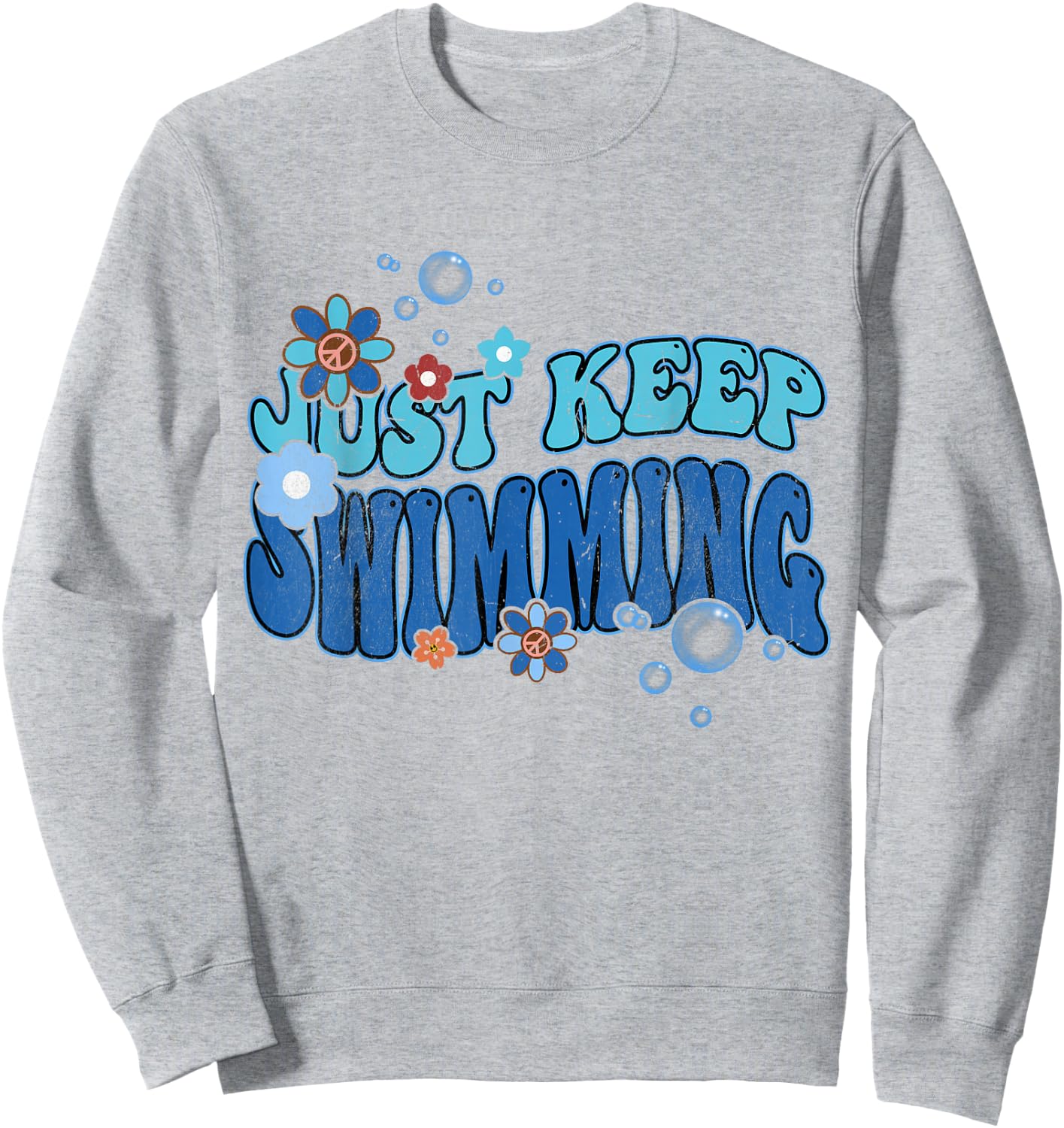 Groovy Summer Swim Lover Just Keep Swimming Sweatshirt - Sweatshirt | Ash