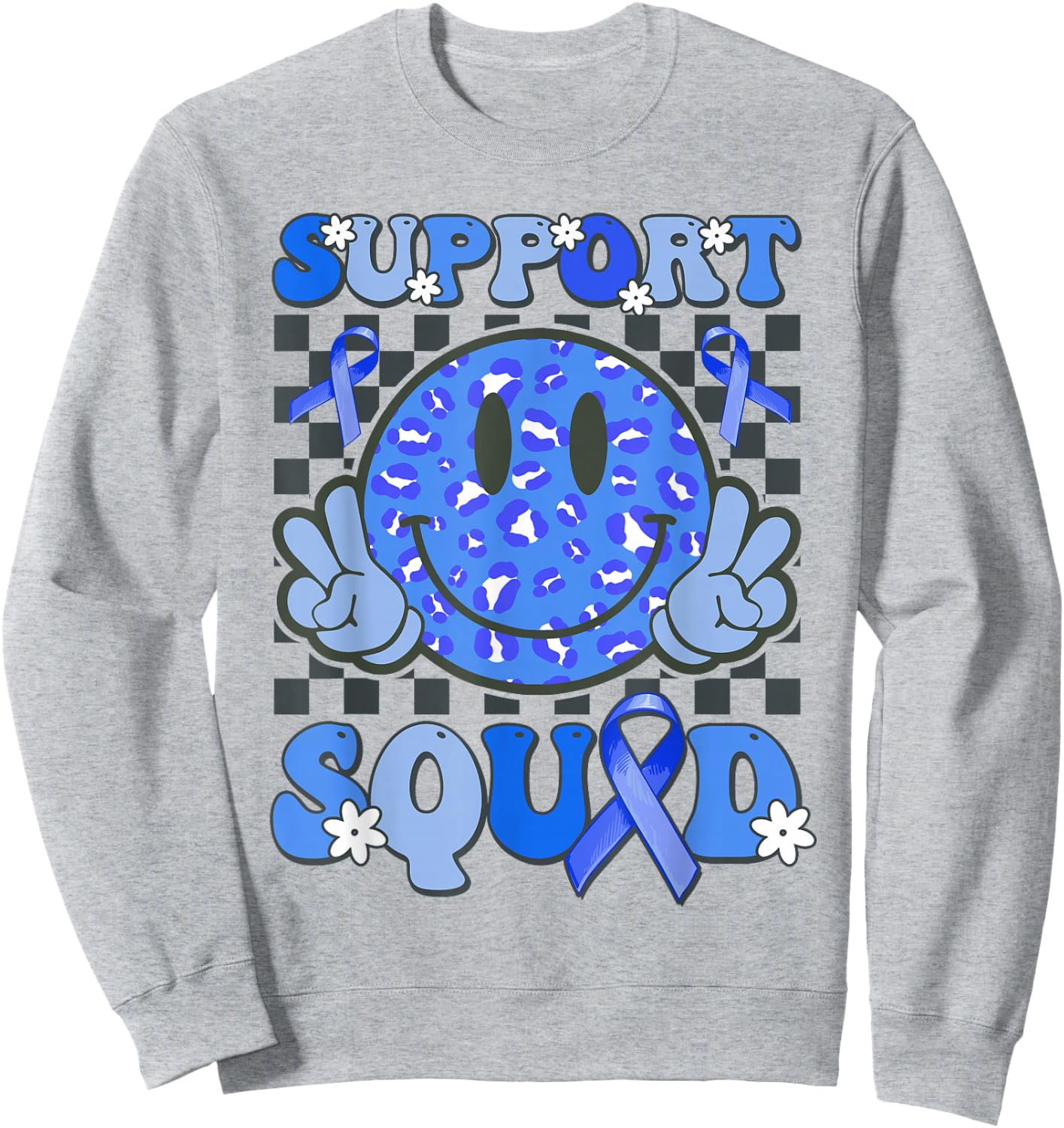 Support Squad Cute Smile Face T1D Type 1 Diabetes Awareness Sweatshirt - Sweatshirt | Ash