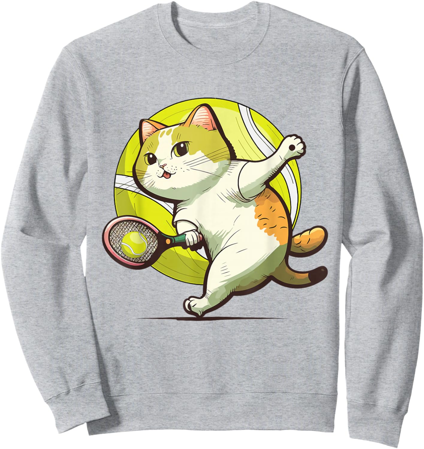 Funny Tennis Racket Cat Playing Tennis Sweatshirt - Sweatshirt | Ash