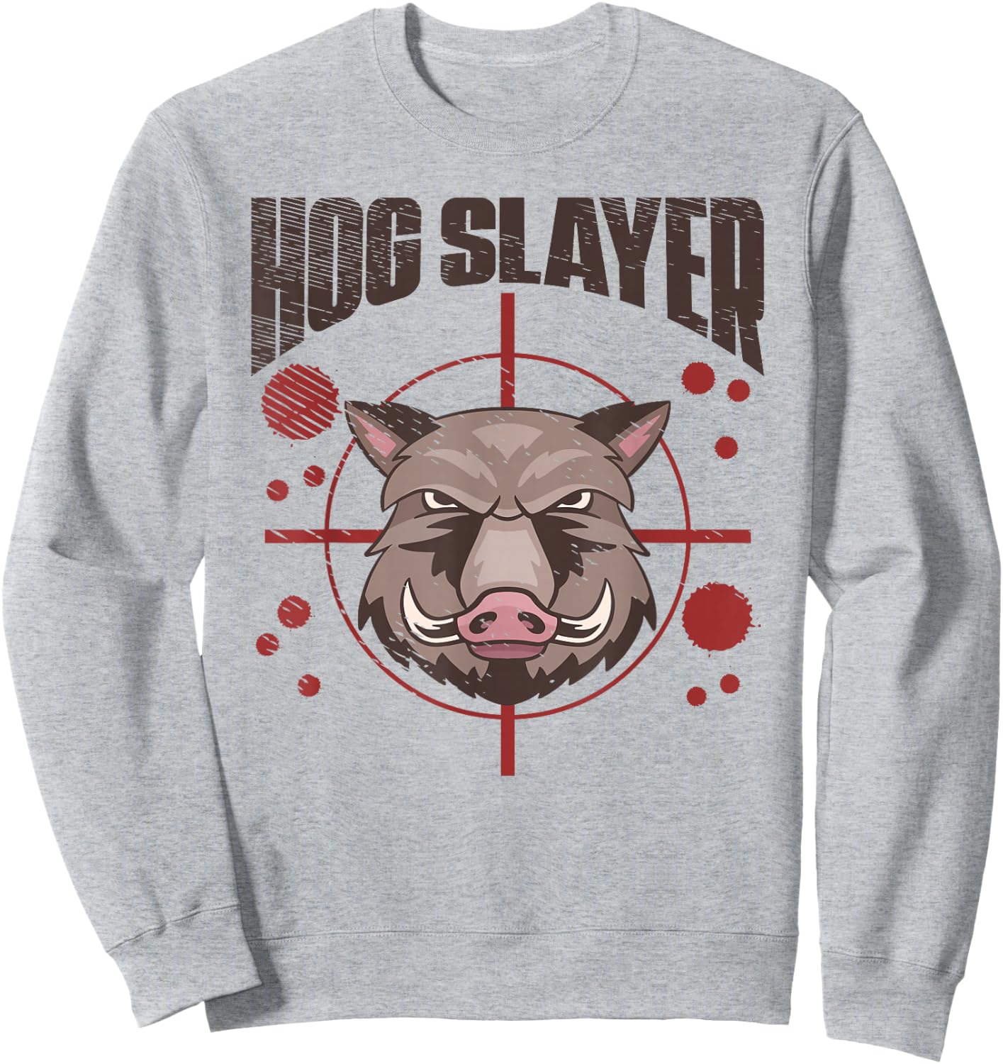 Hog Slayer Hunter Wild Boar Head Hunt Season Heli Hunting Sweatshirt - Sweatshirt | Ash