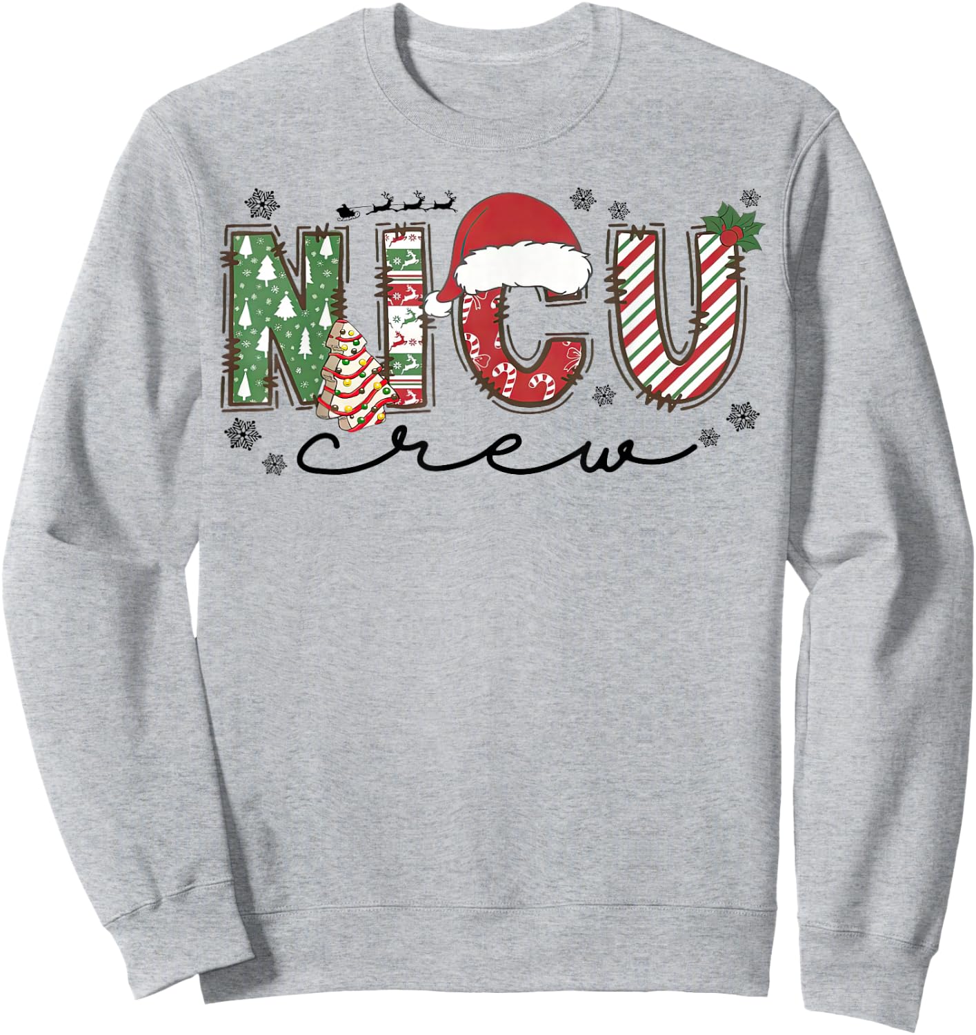Christmas Nicu Nurse Crew Santa Hat Nursing Xmas Sweatshirt - Sweatshirt | Ash