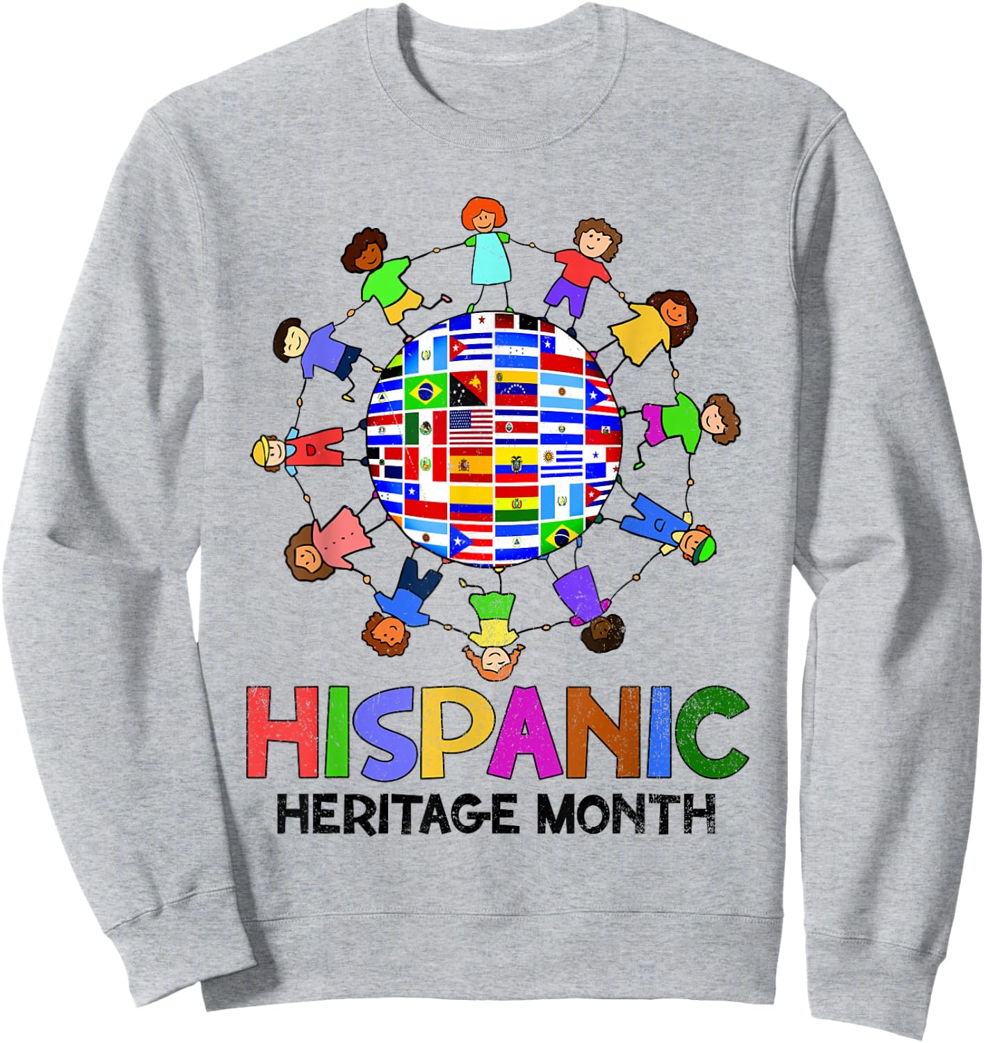 Hispanic Heritage Month Latino Countries Flags Boy Girl Kids Sweatshirt - Sweatshirt | Ash