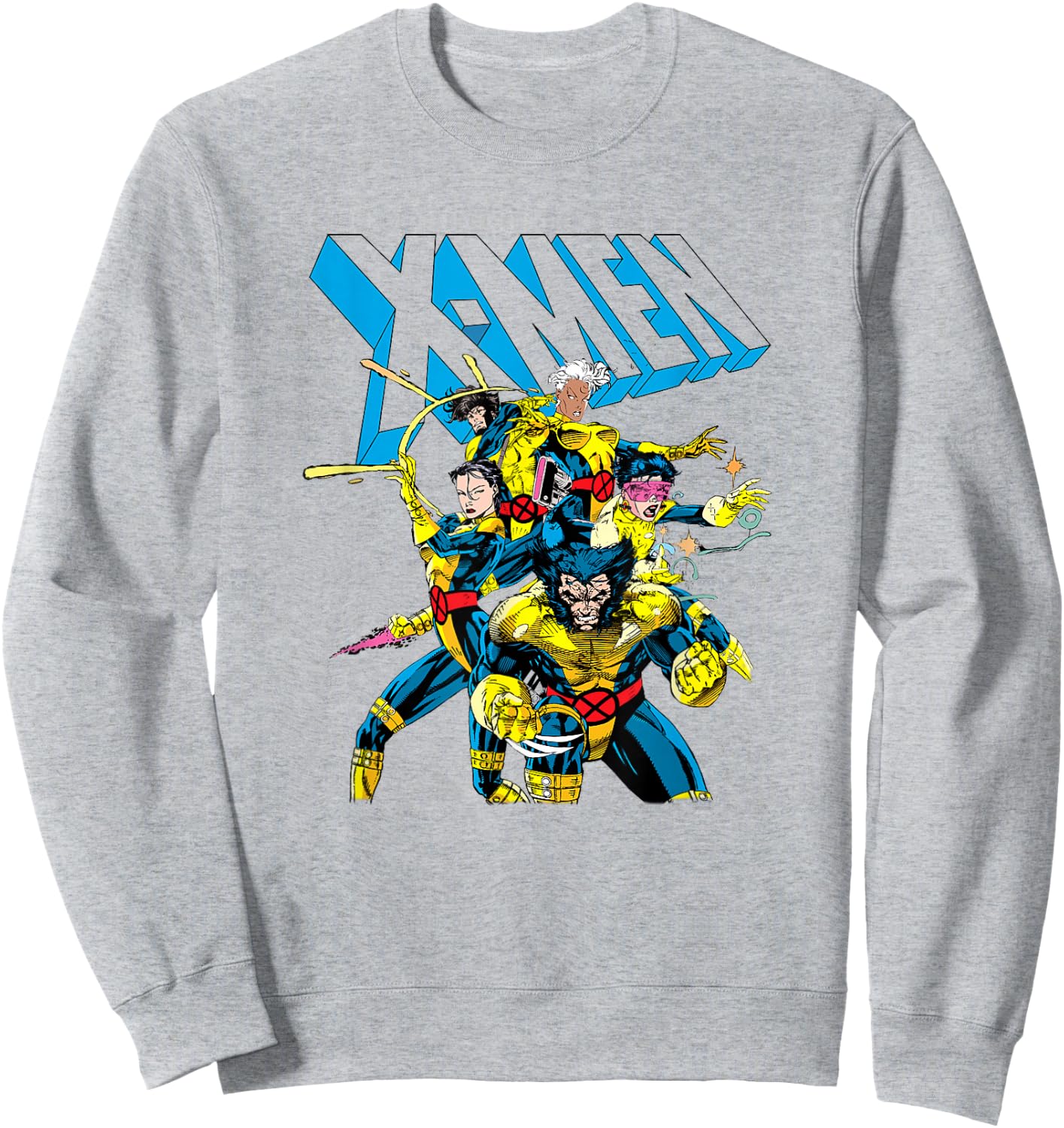 Marvel X-Men 80's Style Uniforms Vintage Group Shot Sweatshirt - Sweatshirt | Ash
