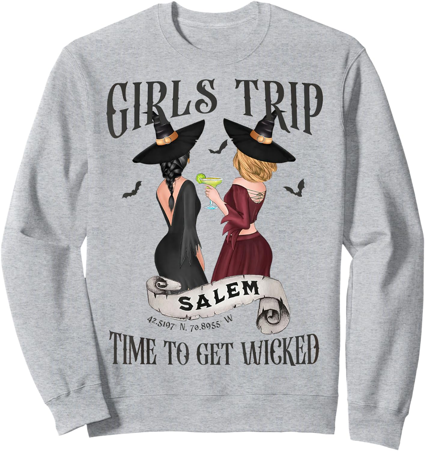 Girls Trip Salem Time To Get Wicked, Salem 1692 Halloween Sweatshirt - Sweatshirt | Ash