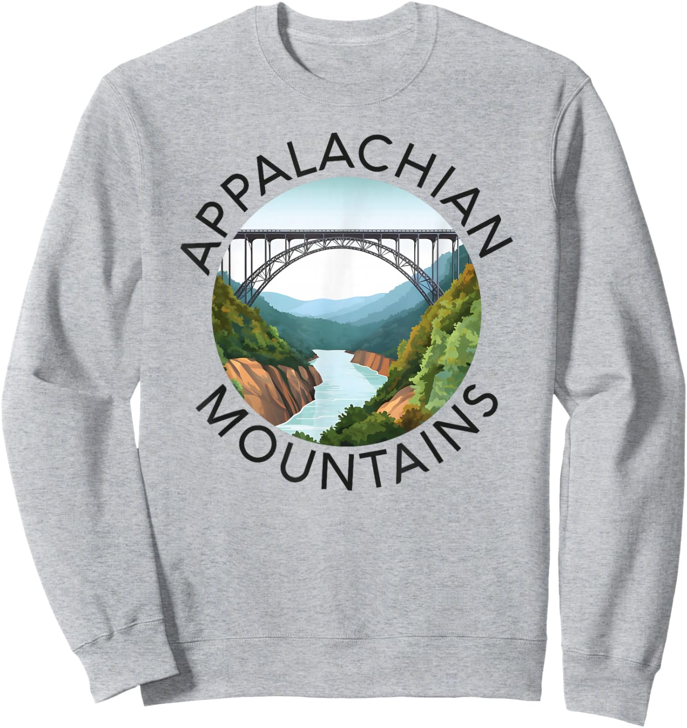 Appalachian Mountains New River Gorge Bridge West Virginia Sweatshirt - Sweatshirt | Ash