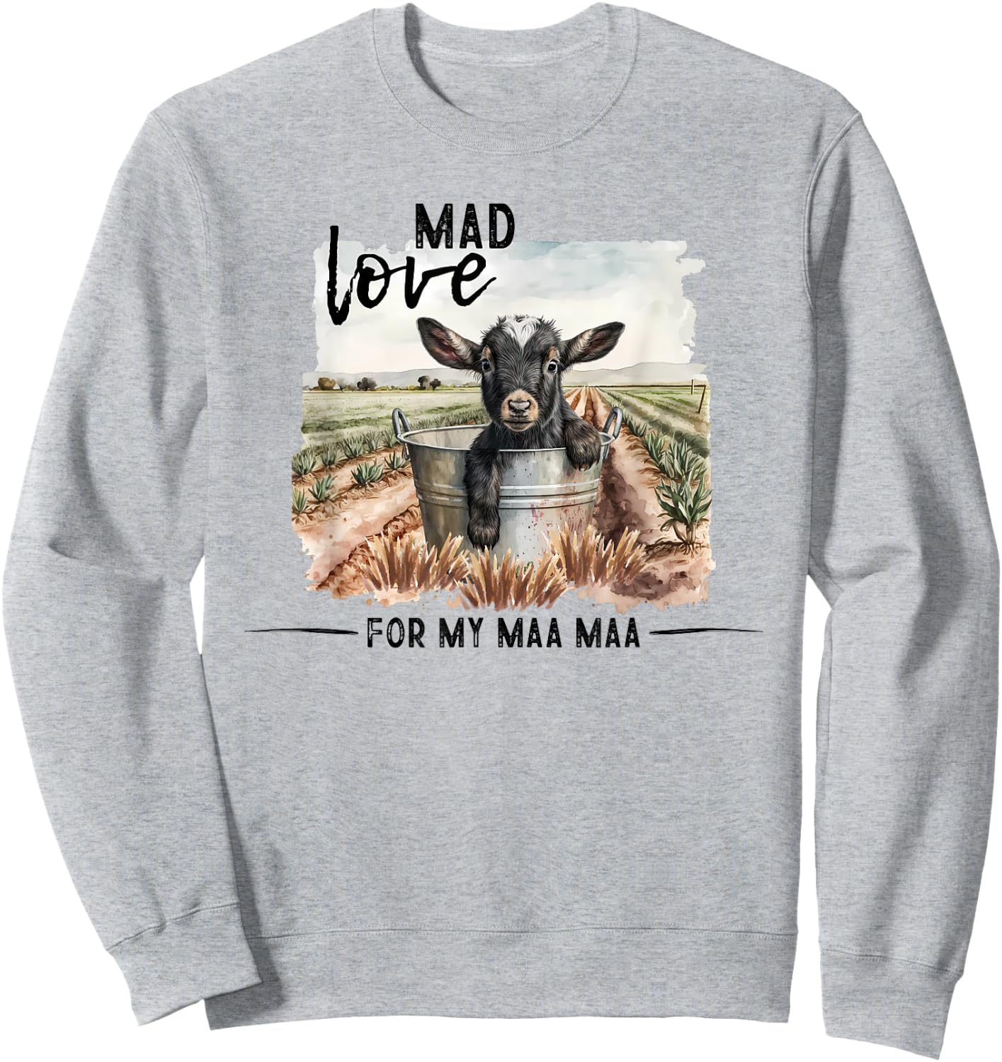 Mad Love For My MaMa Goat Farm Maa Maa Farmer Toddler Kids Sweatshirt - Sweatshirt | Ash