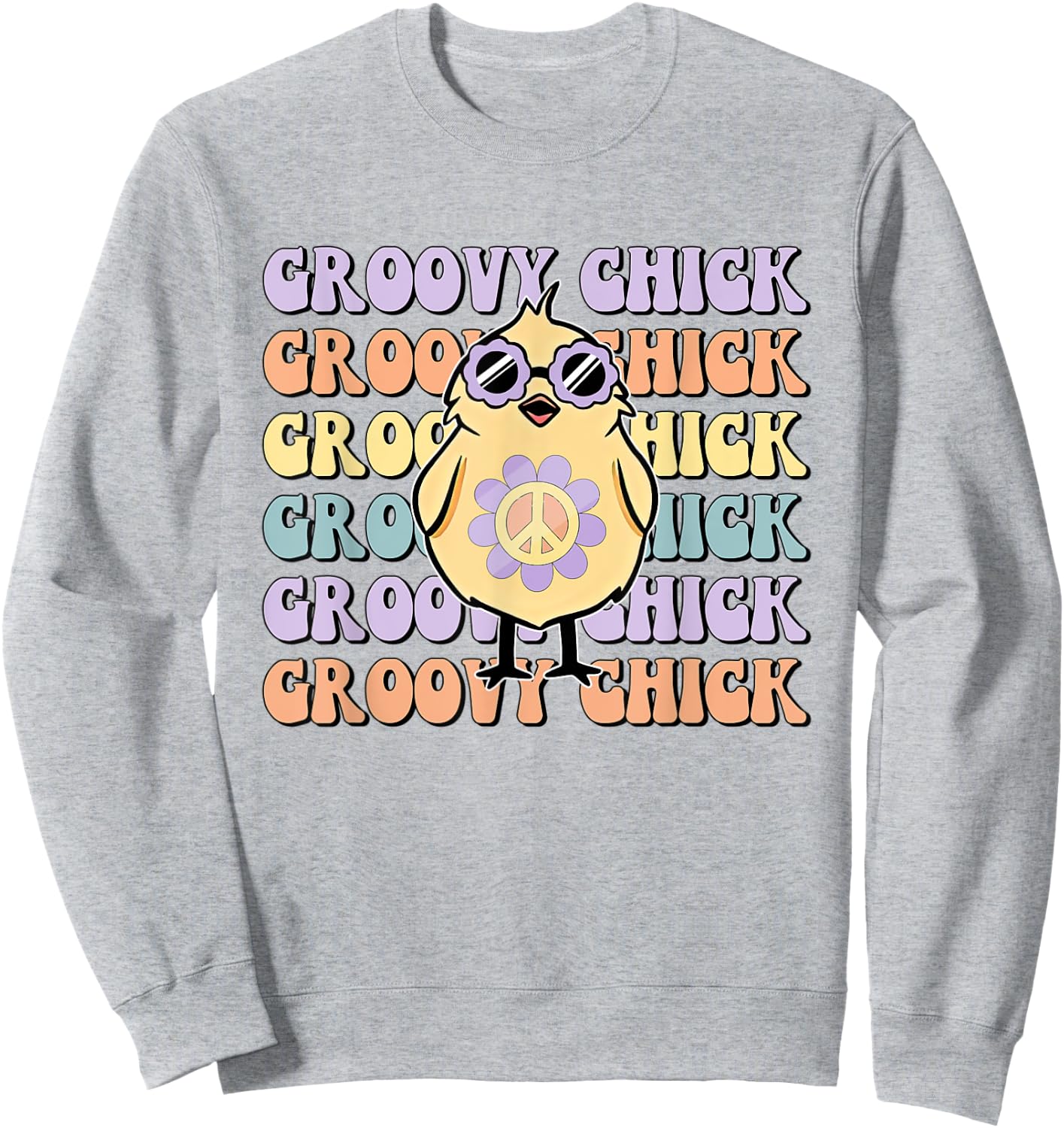 One Groovy Chick Retro Chick Costume Glasses Cute Easter Day Sweatshirt - Sweatshirt | Ash