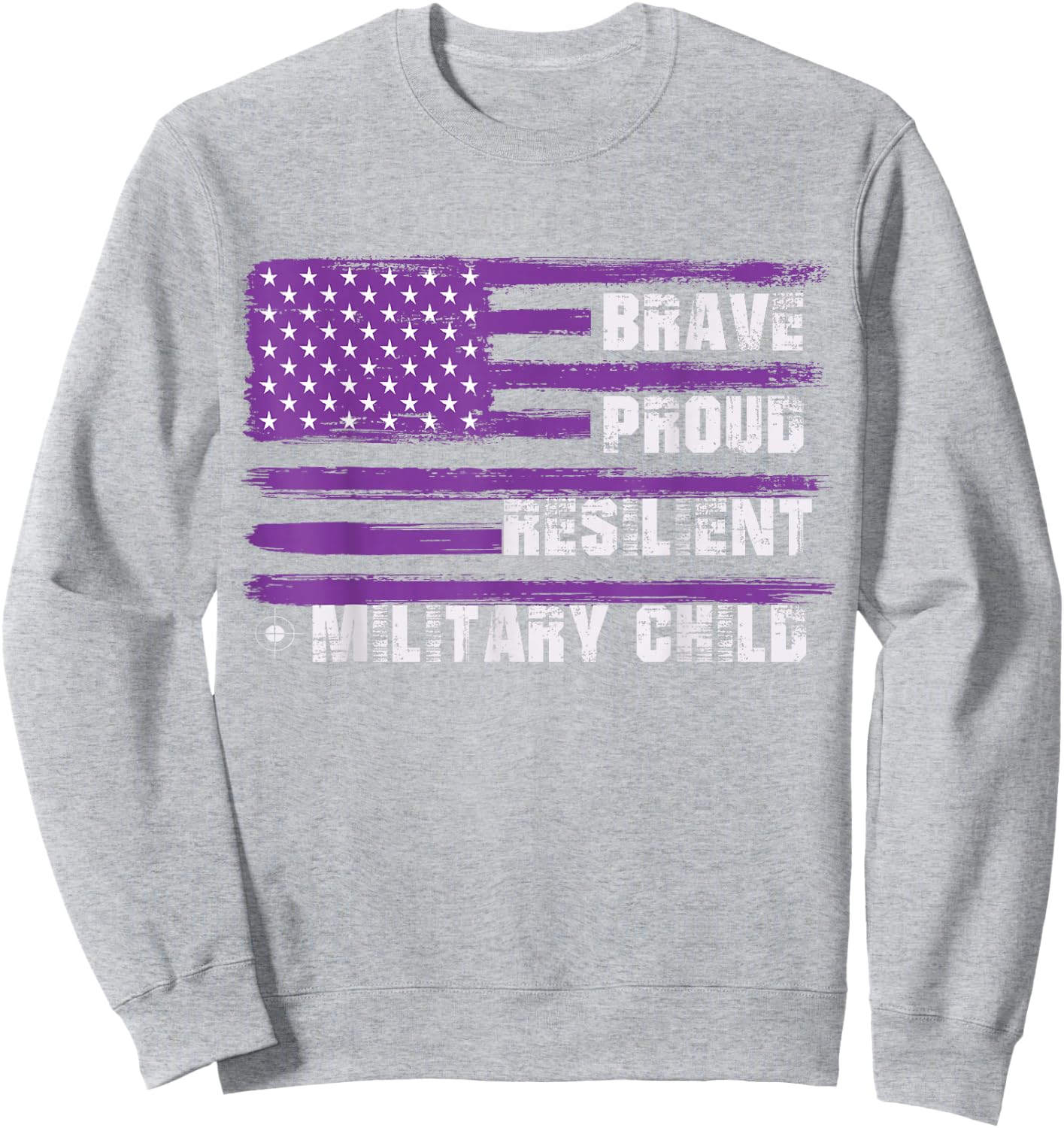 2023 Month Military Kids Military Child Adult Purple UP Sweatshirt - Sweatshirt | Ash